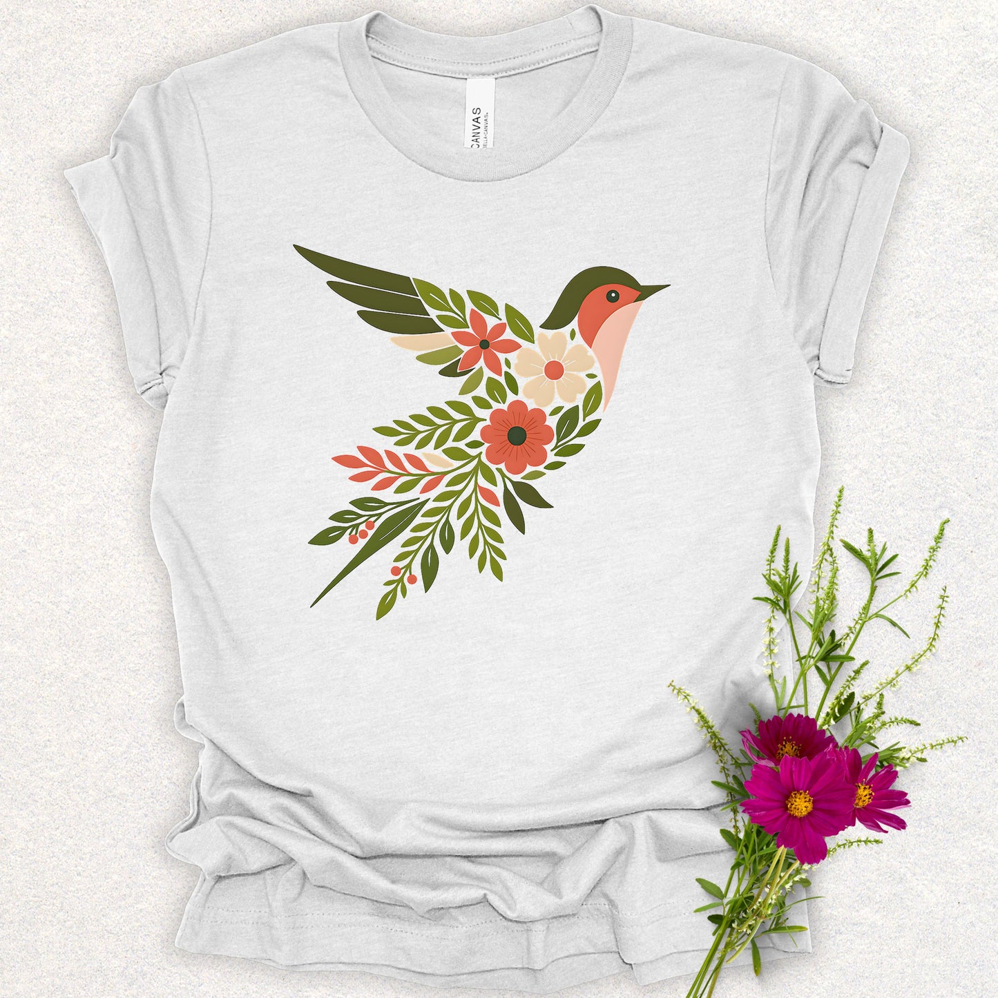 Floral Swallow Bird Tee