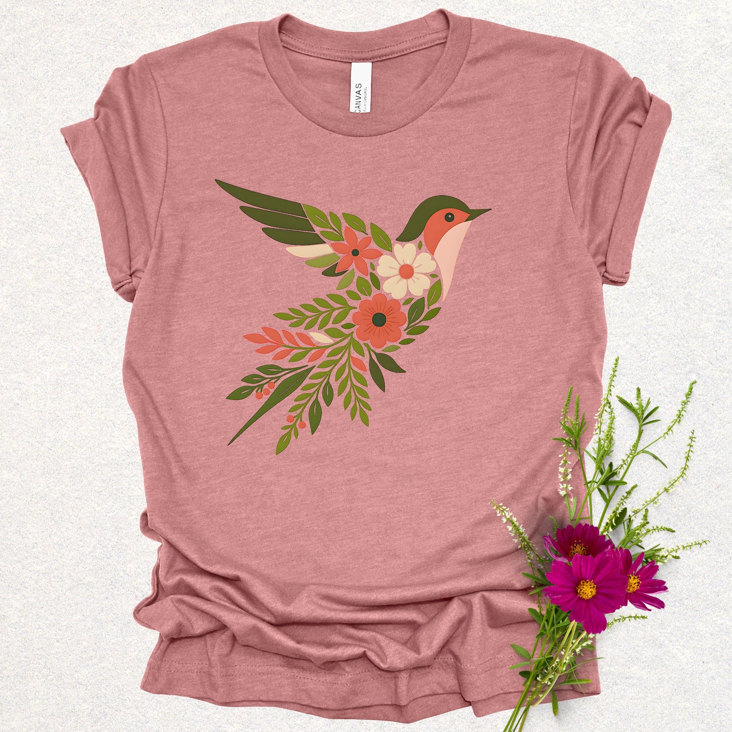 Floral Swallow Bird Tee