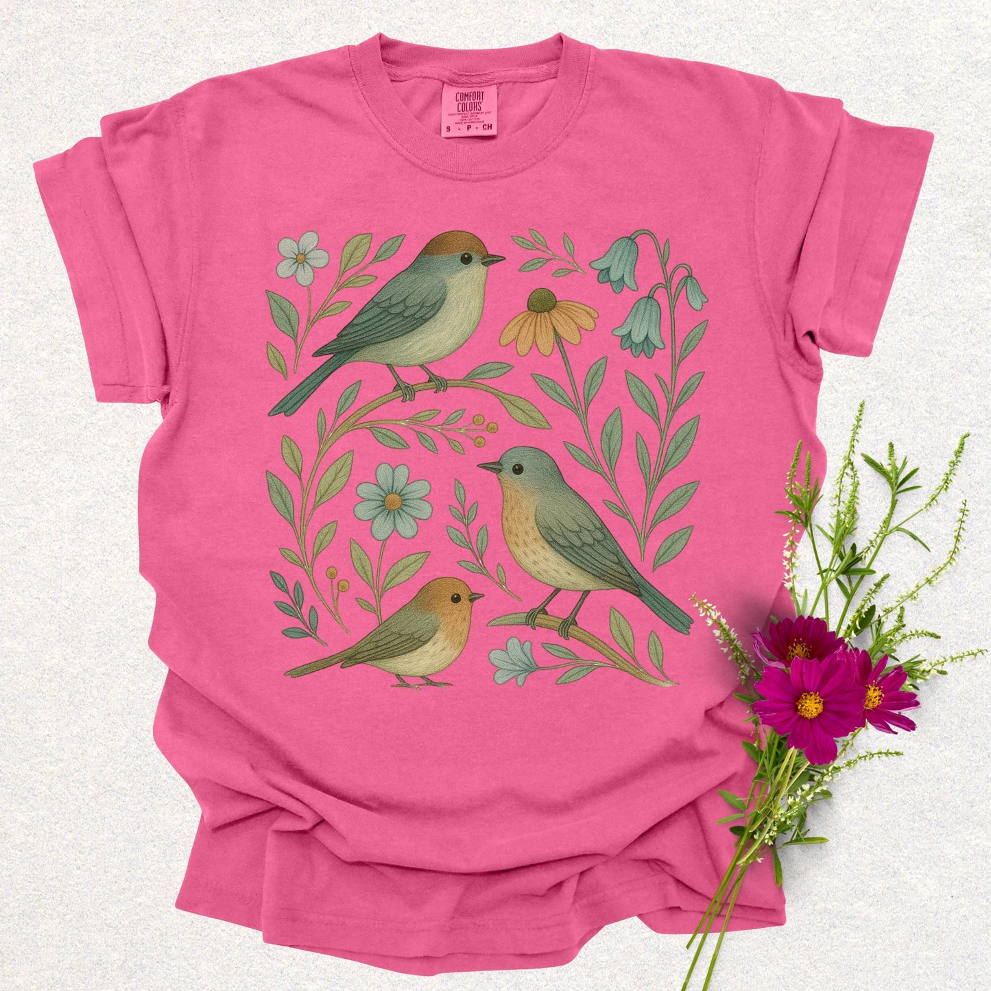 Charming Floral Birds Tee