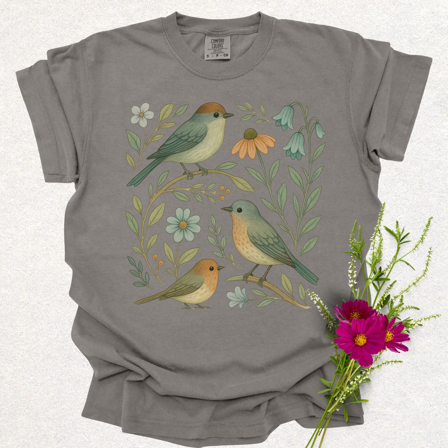 Charming Floral Birds Tee