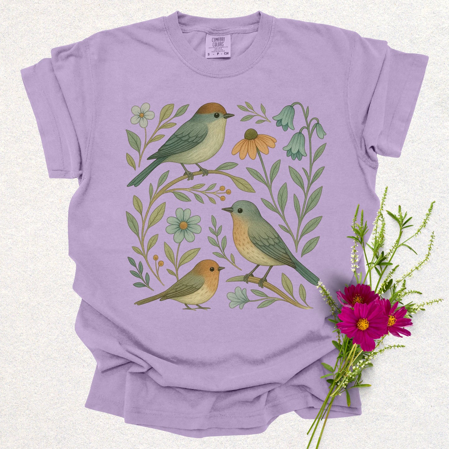 Charming Floral Birds Tee