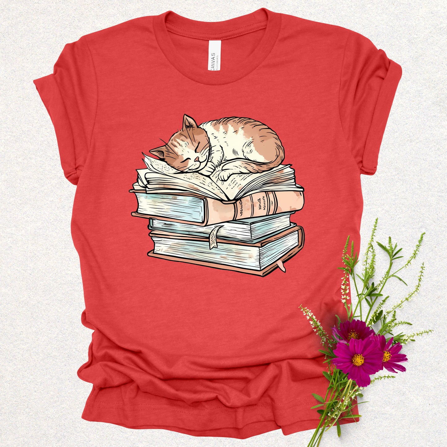 Cozy Bookish Cat Tee