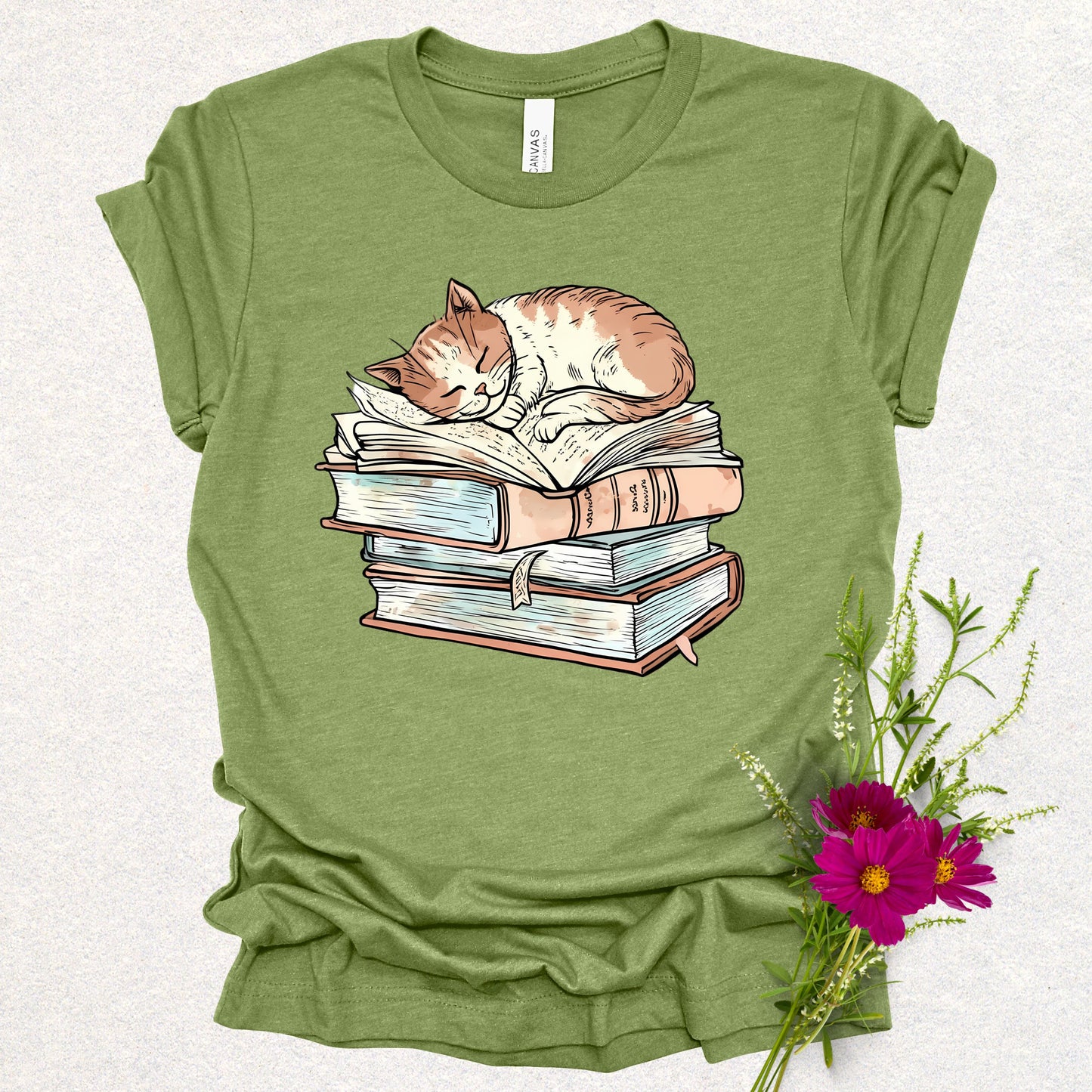 Cozy Bookish Cat Tee