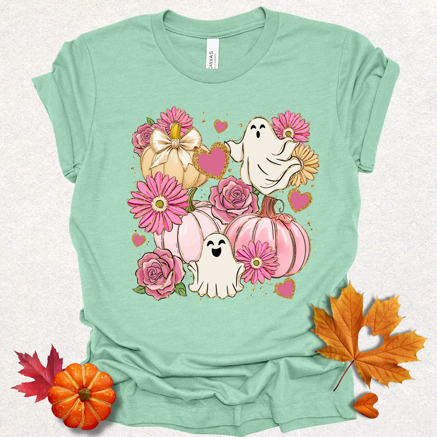 Whimsical Ghosts & Flowers Tee