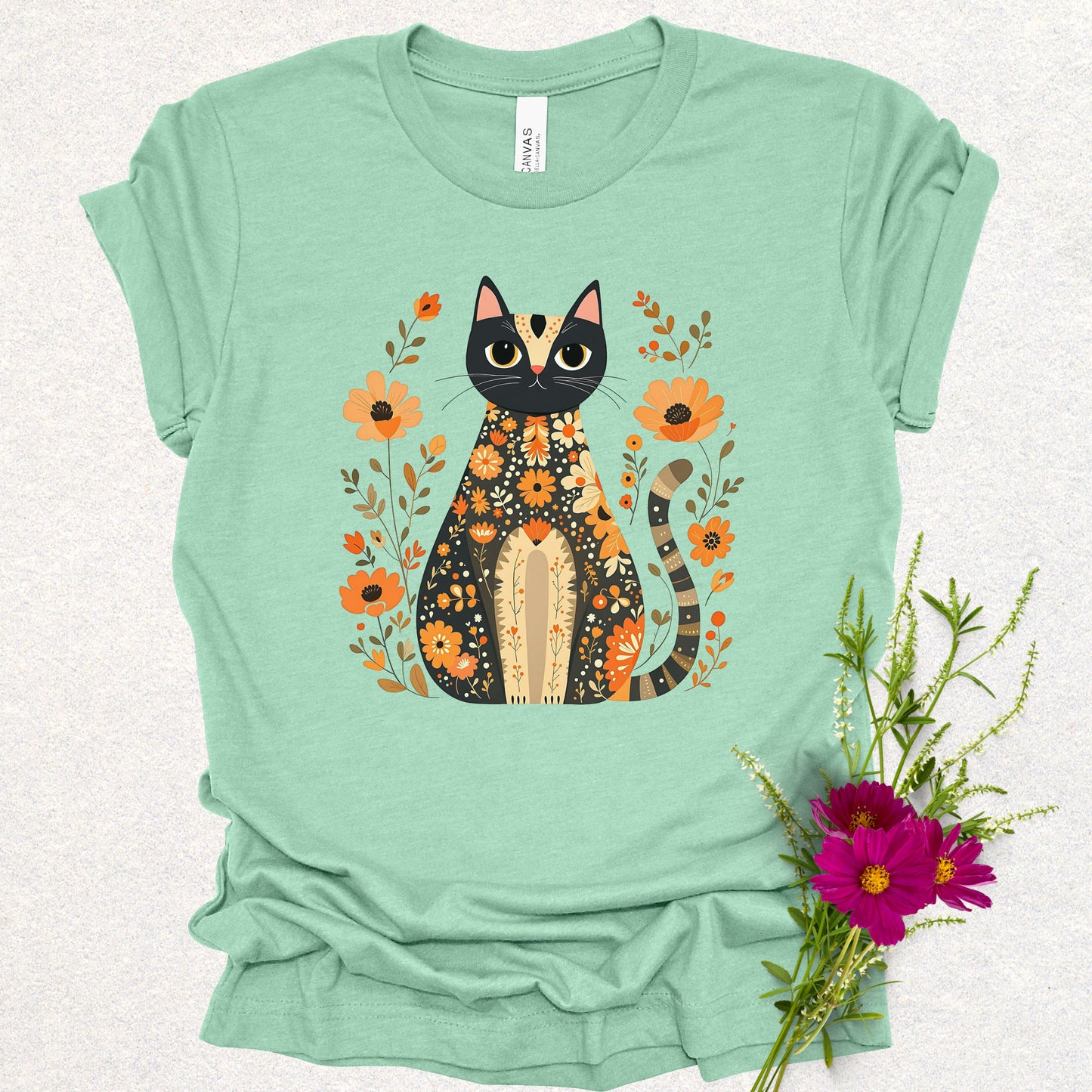 Folk Art Floral Cat Tee