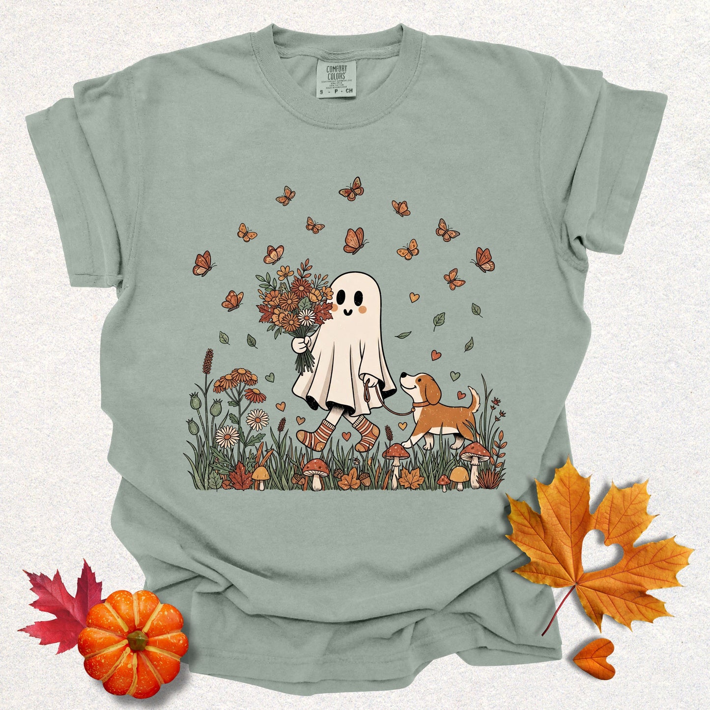 Whimsical Ghost Dog Mama Tee