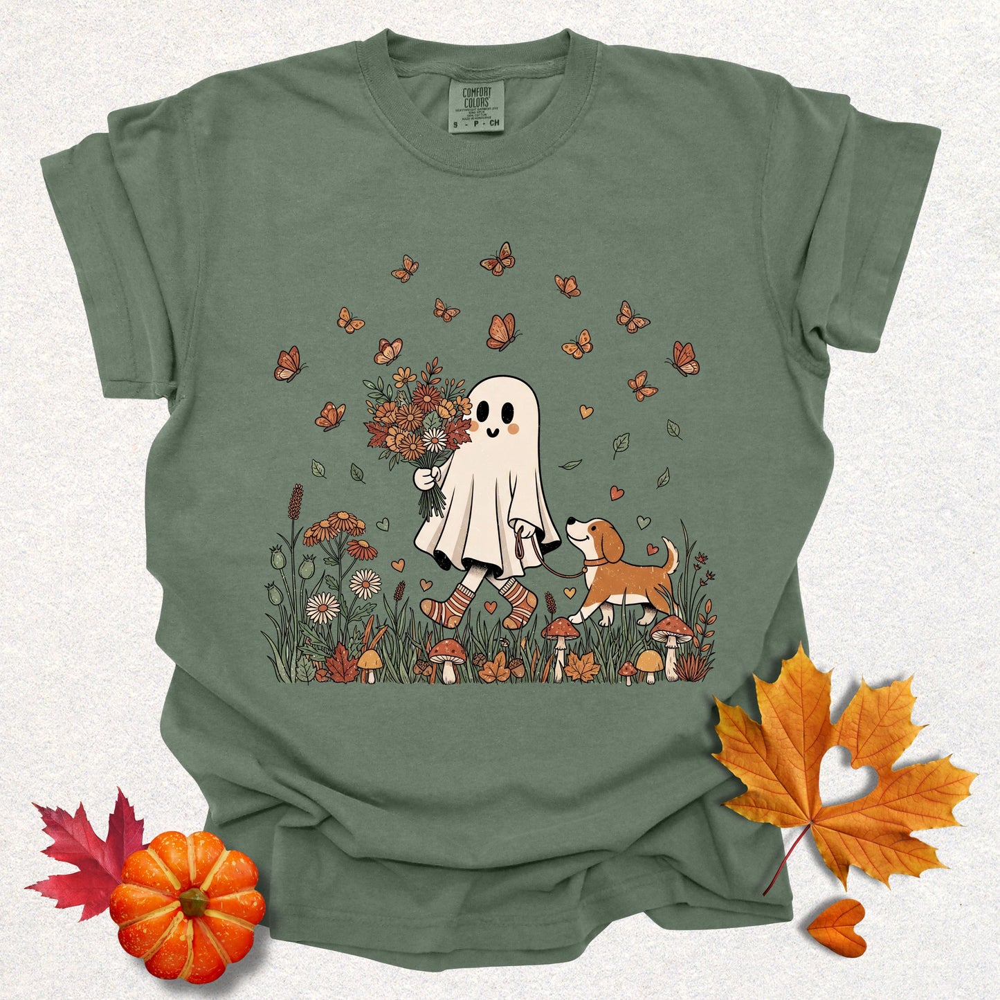 Whimsical Ghost Dog Mama Tee