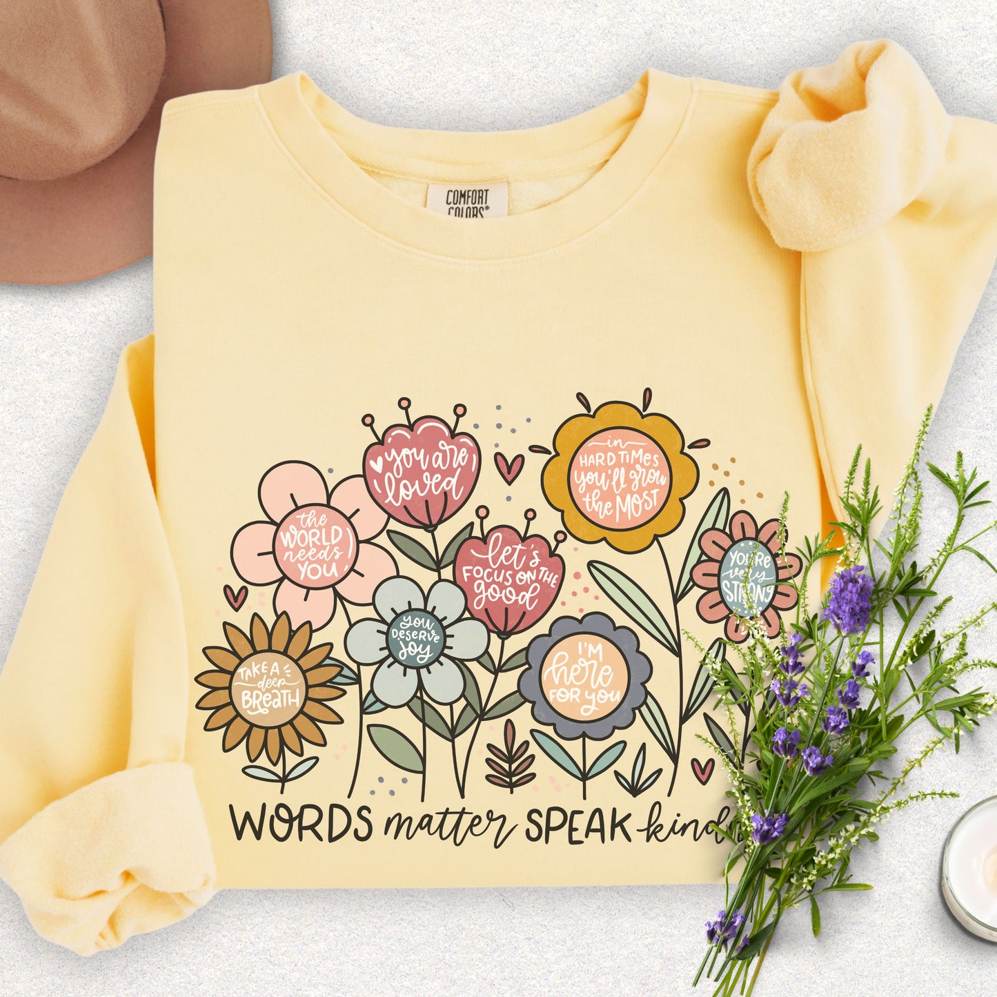 Floral Kindness Lightweight Sweatshirt (Comfort Colors)