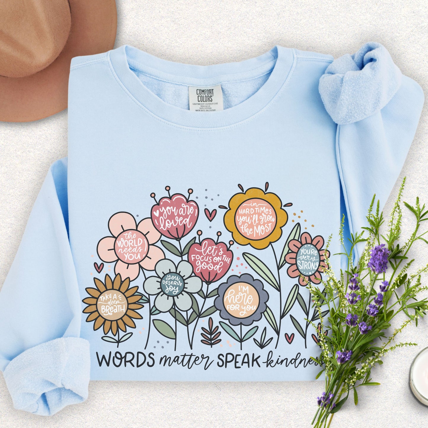 Floral Kindness Lightweight Sweatshirt (Comfort Colors)