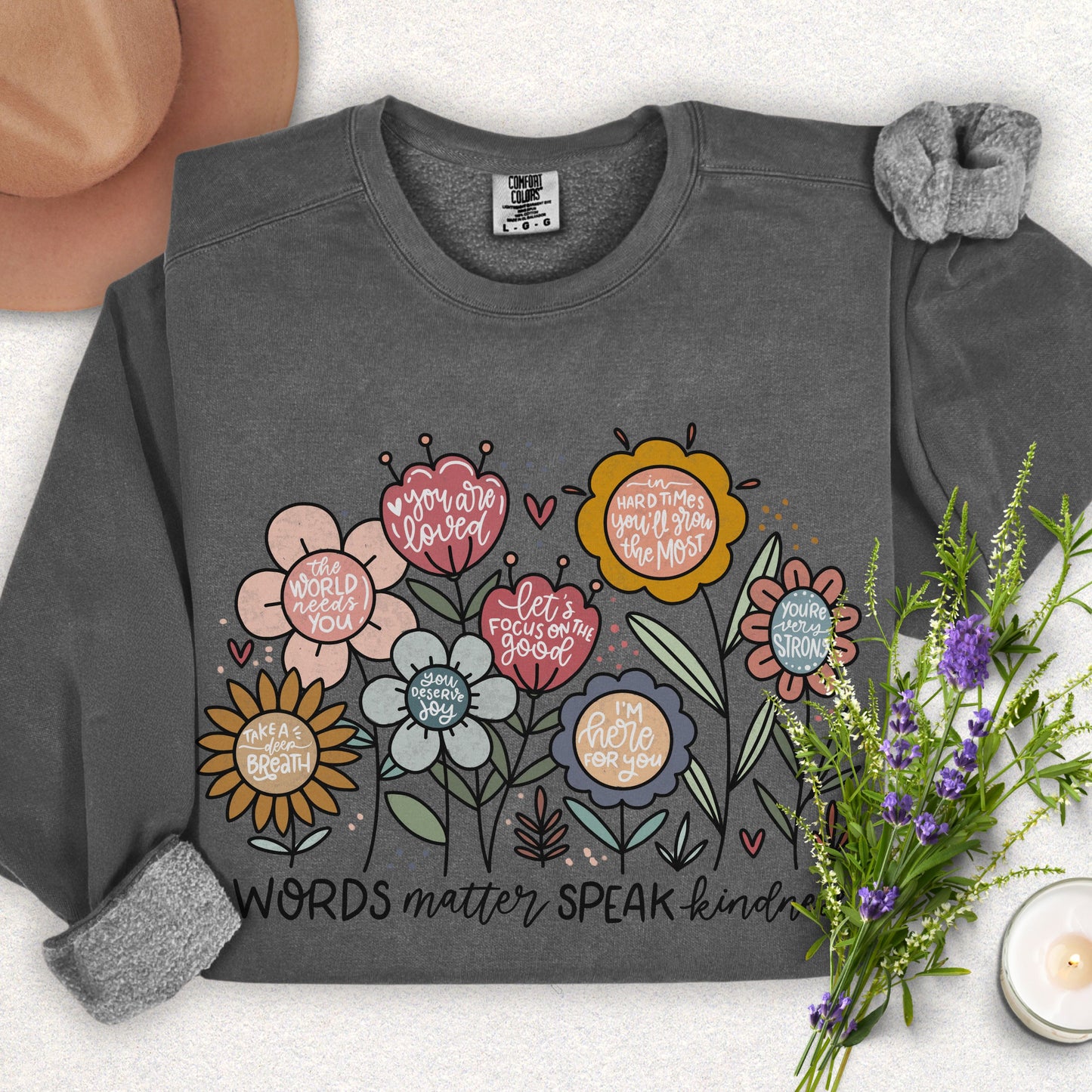 Floral Kindness Lightweight Sweatshirt (Comfort Colors)