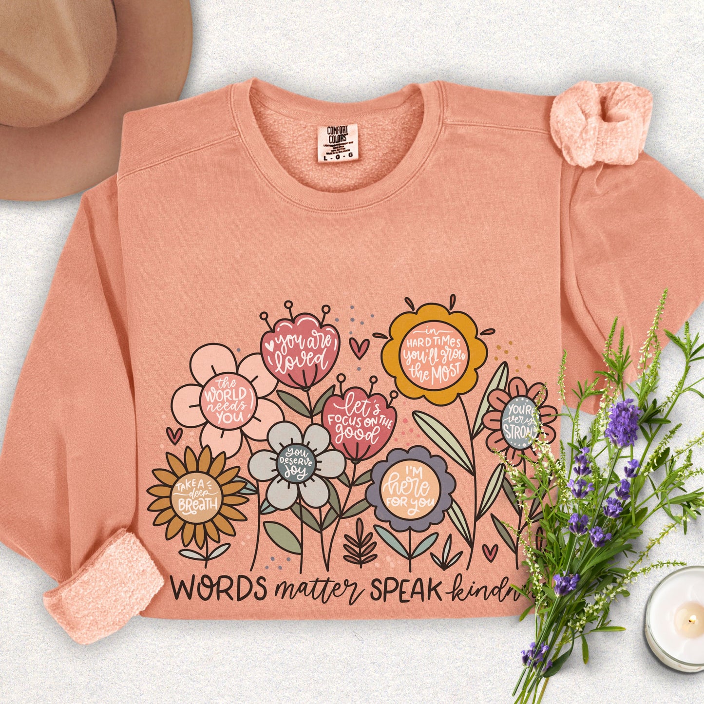 Floral Kindness Lightweight Sweatshirt (Comfort Colors)