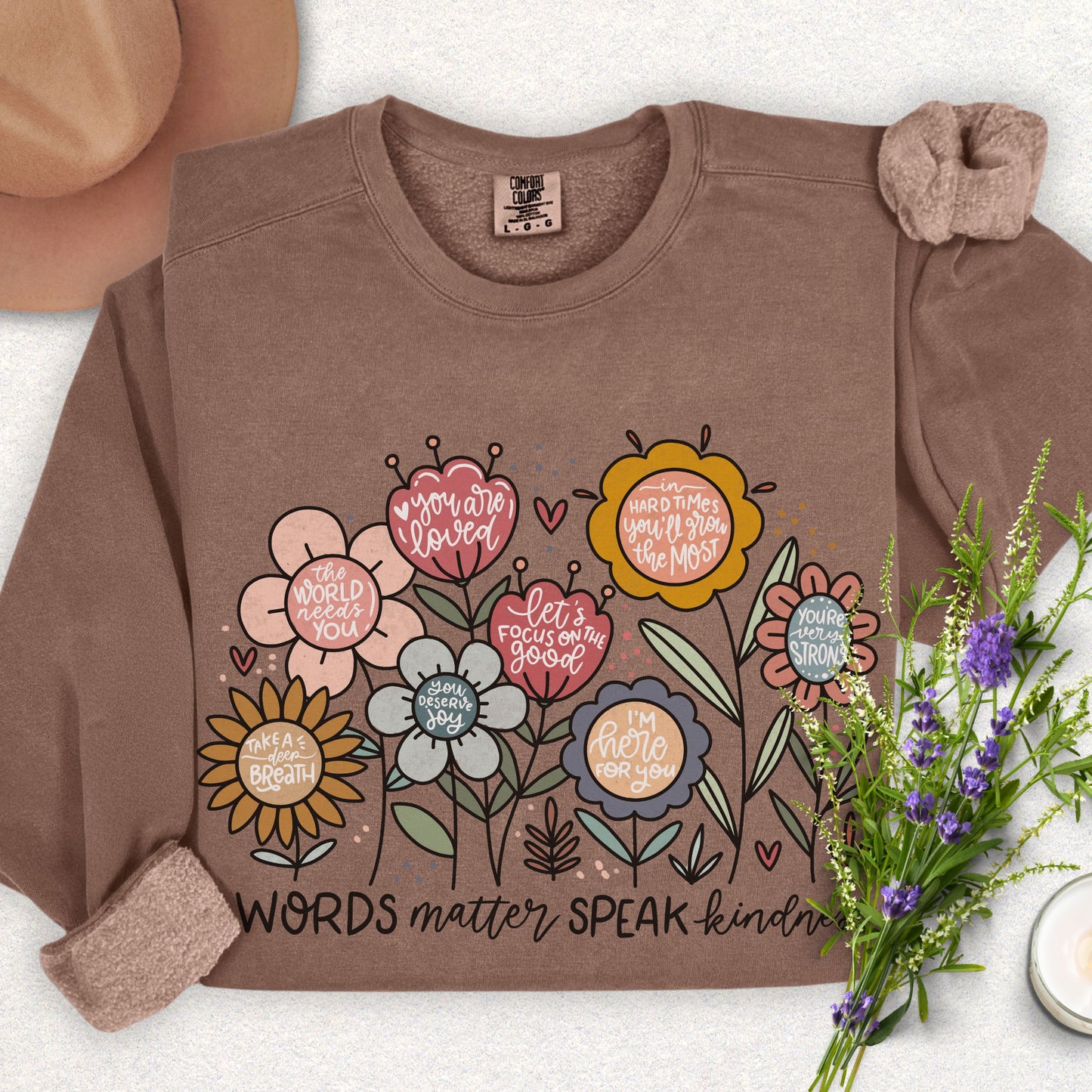 Floral Kindness Lightweight Sweatshirt (Comfort Colors)