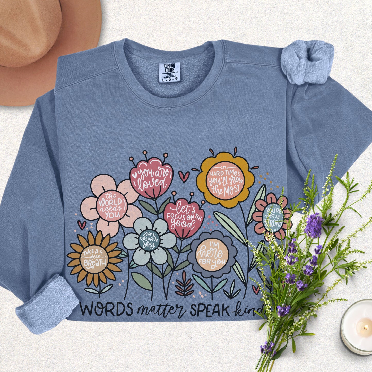 Floral Kindness Lightweight Sweatshirt (Comfort Colors)