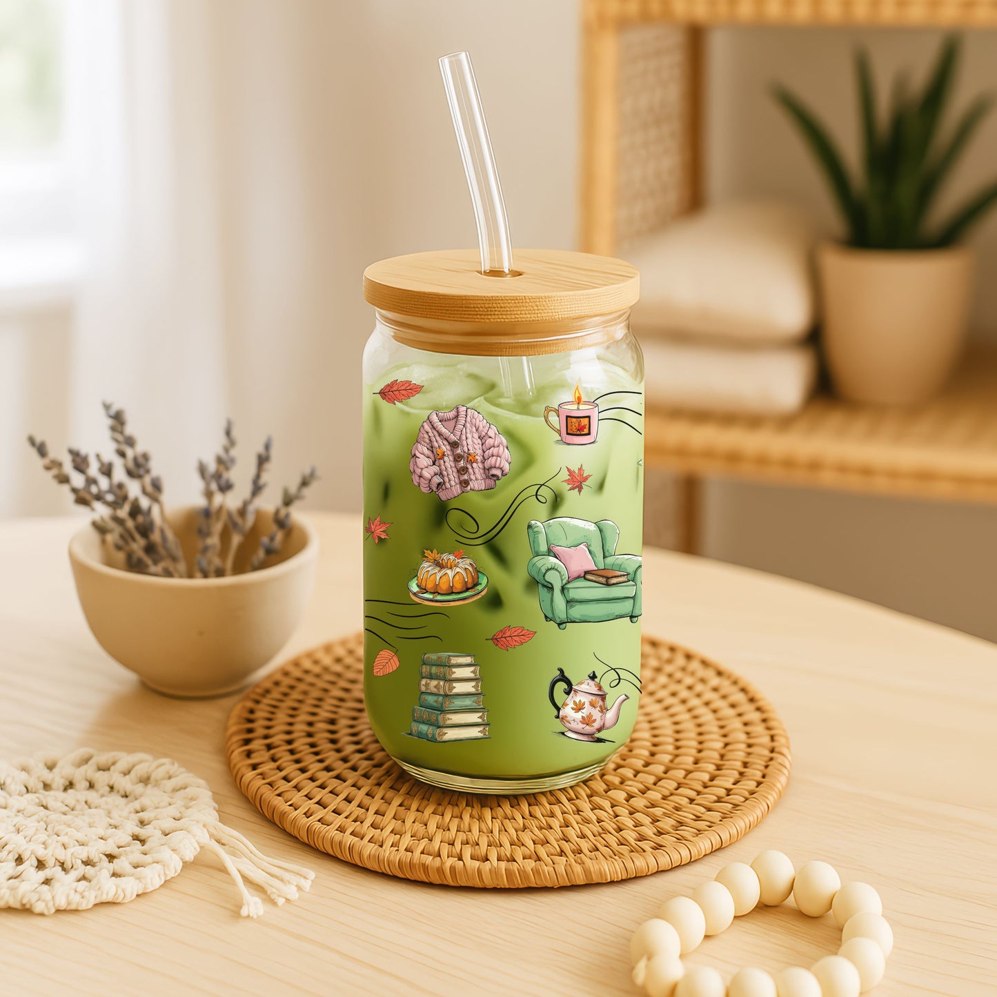 Cozy Autumn Sipper Glass, 16oz