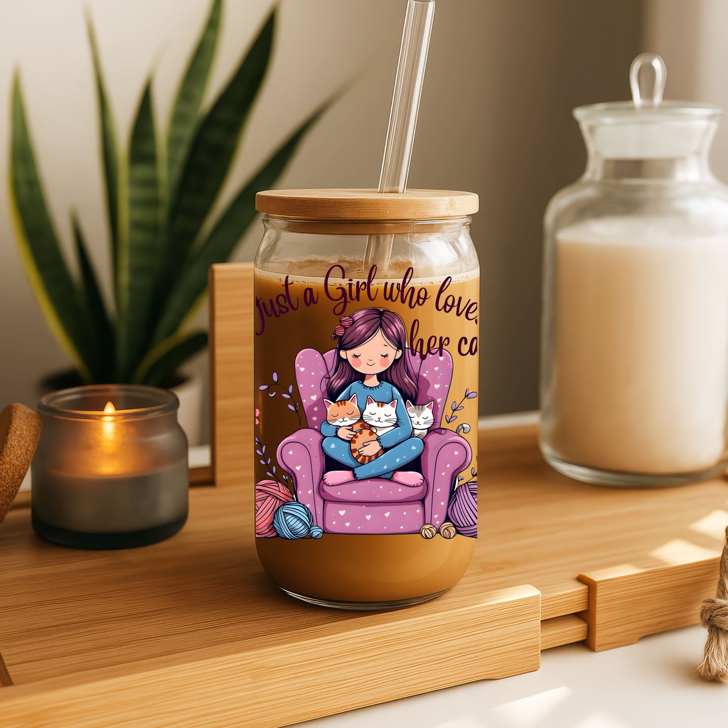 Just a Girl Who Loves Her Cats Glass Sipper