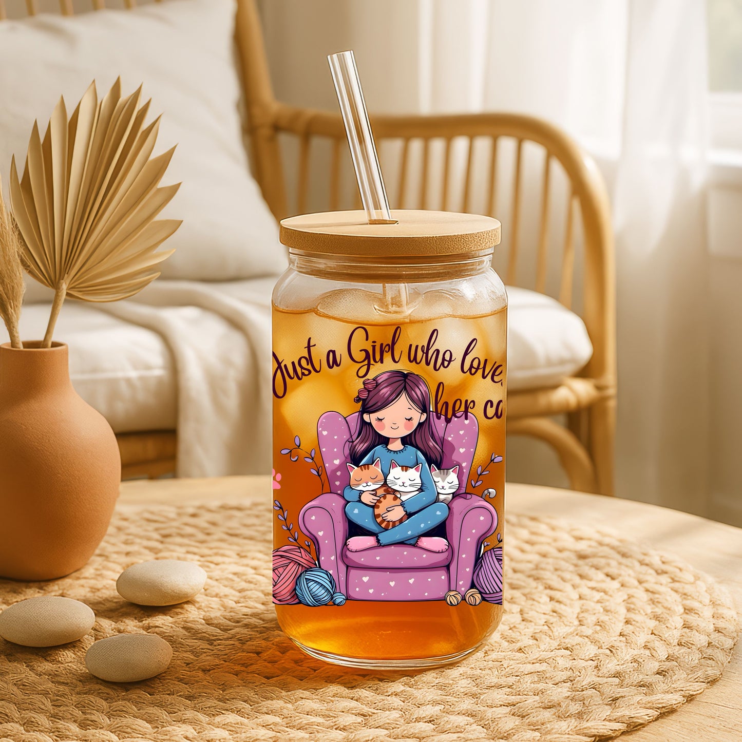 Just a Girl Who Loves Her Cats Glass Sipper