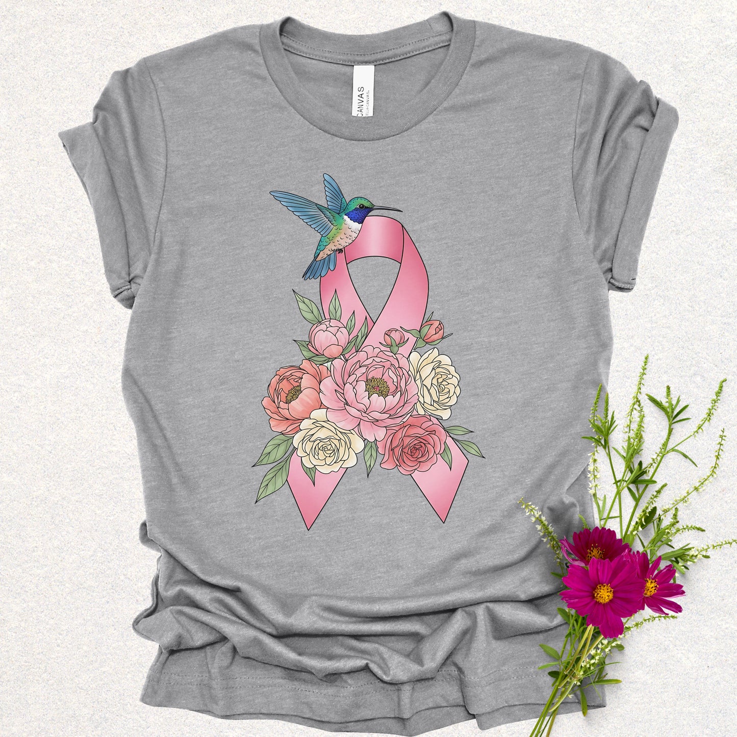 Hummingbird of Hope - Breast Cancer Awareness Tee