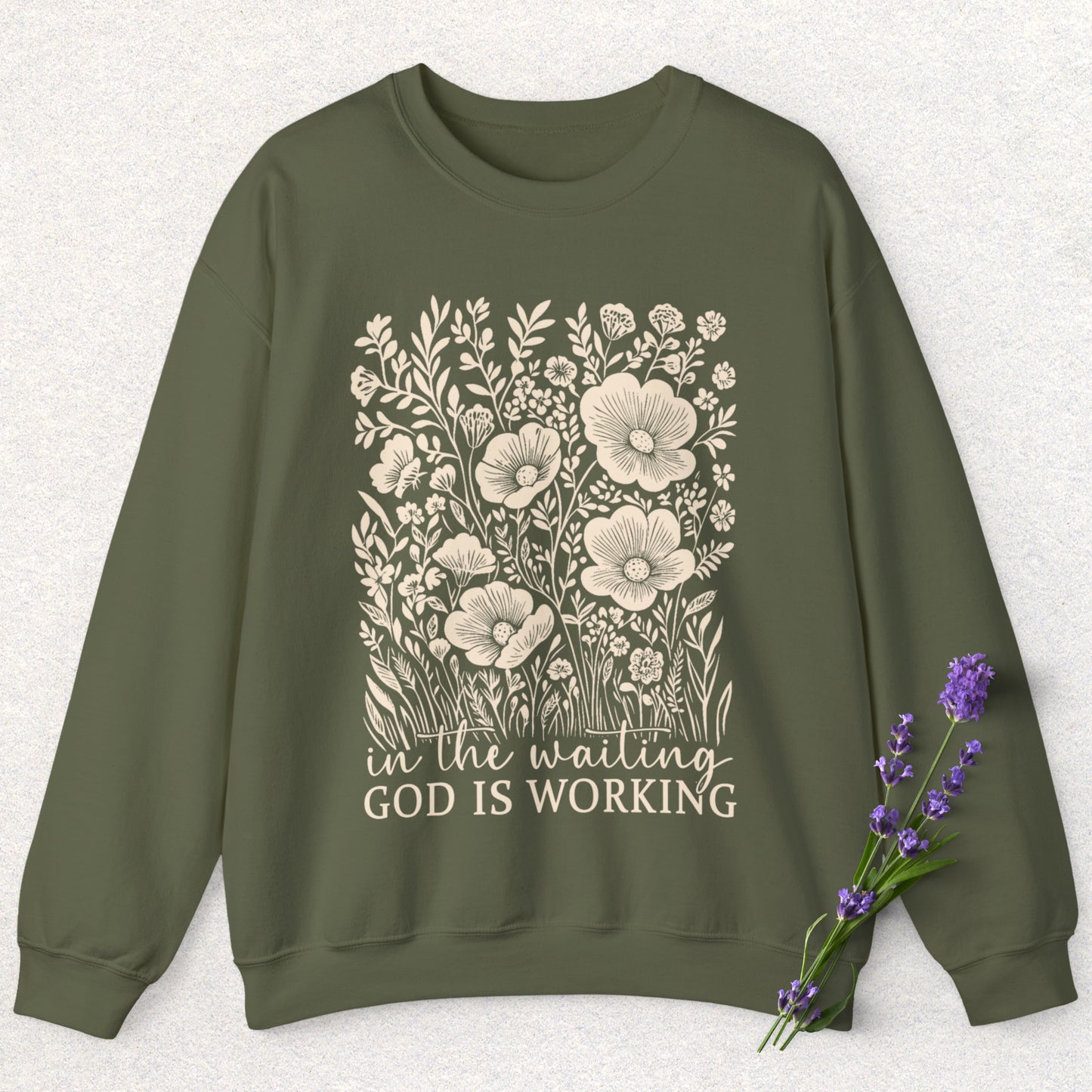 God is Working Floral Sweatshirt