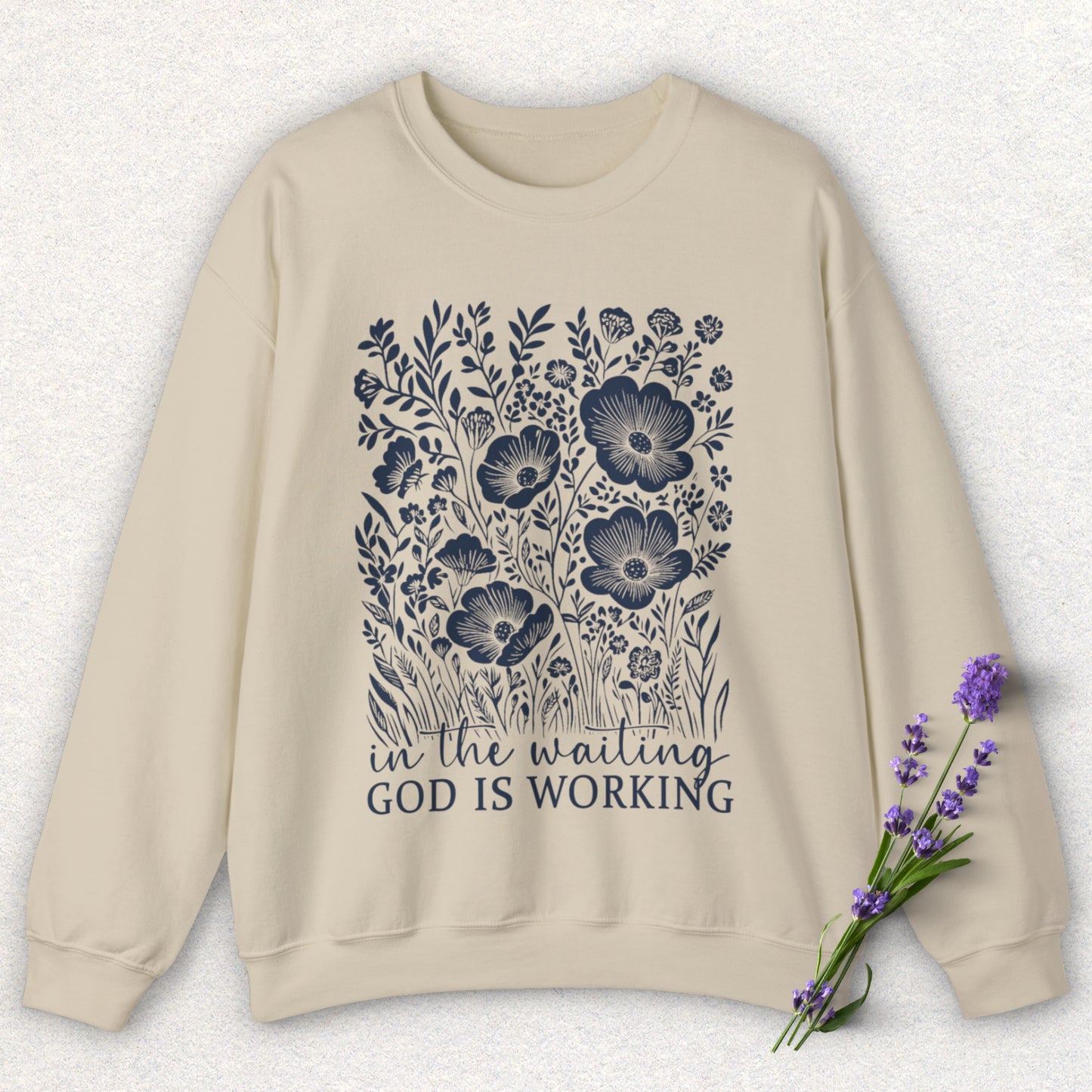God is Working Floral Sweatshirt