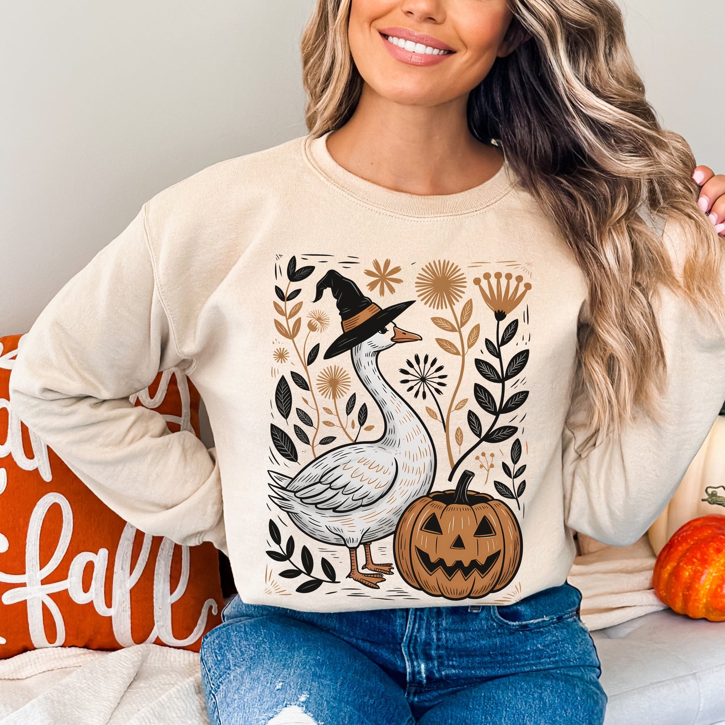 Fall Floral Goose Sweatshirt
