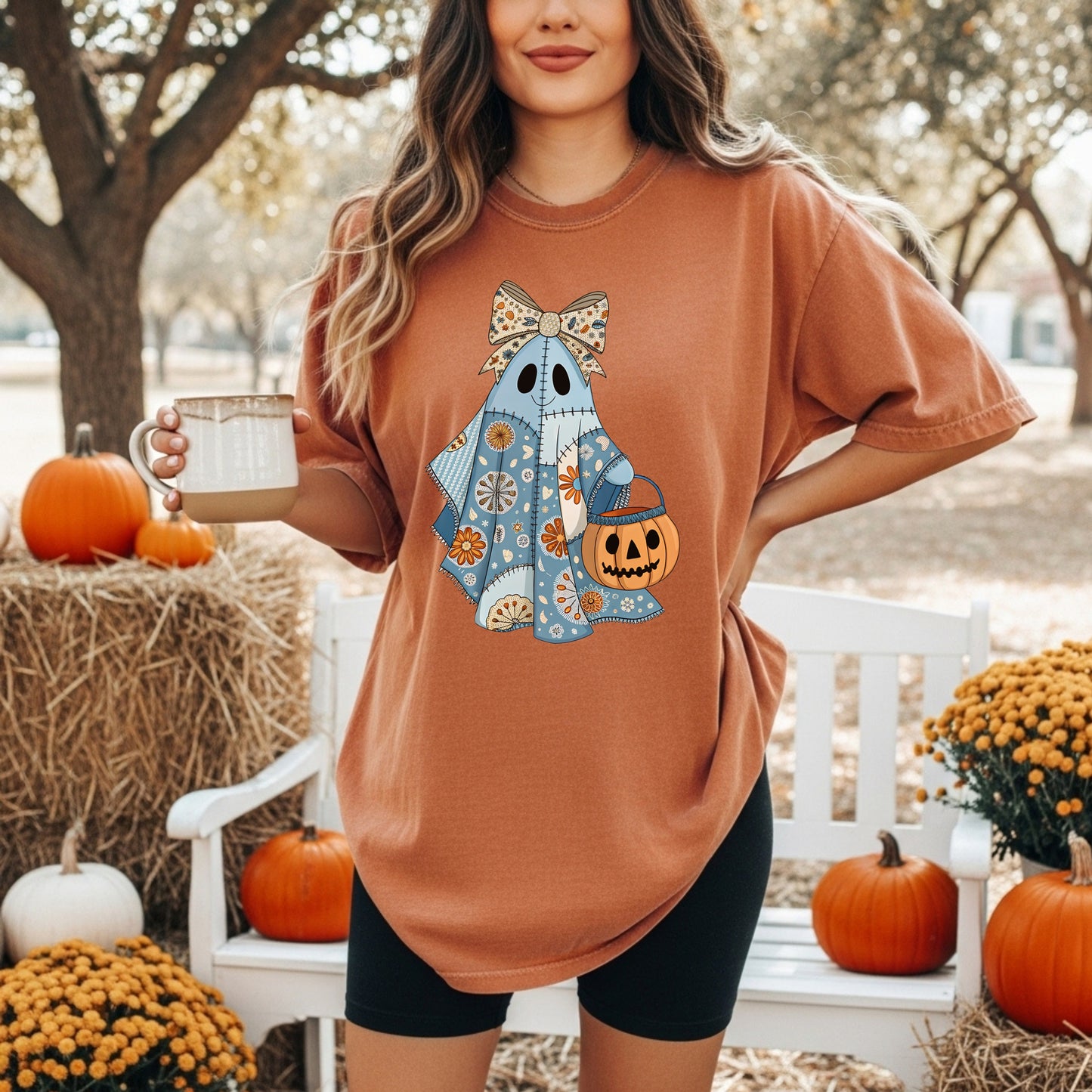 Patchwork Pumpkin Ghost Tee