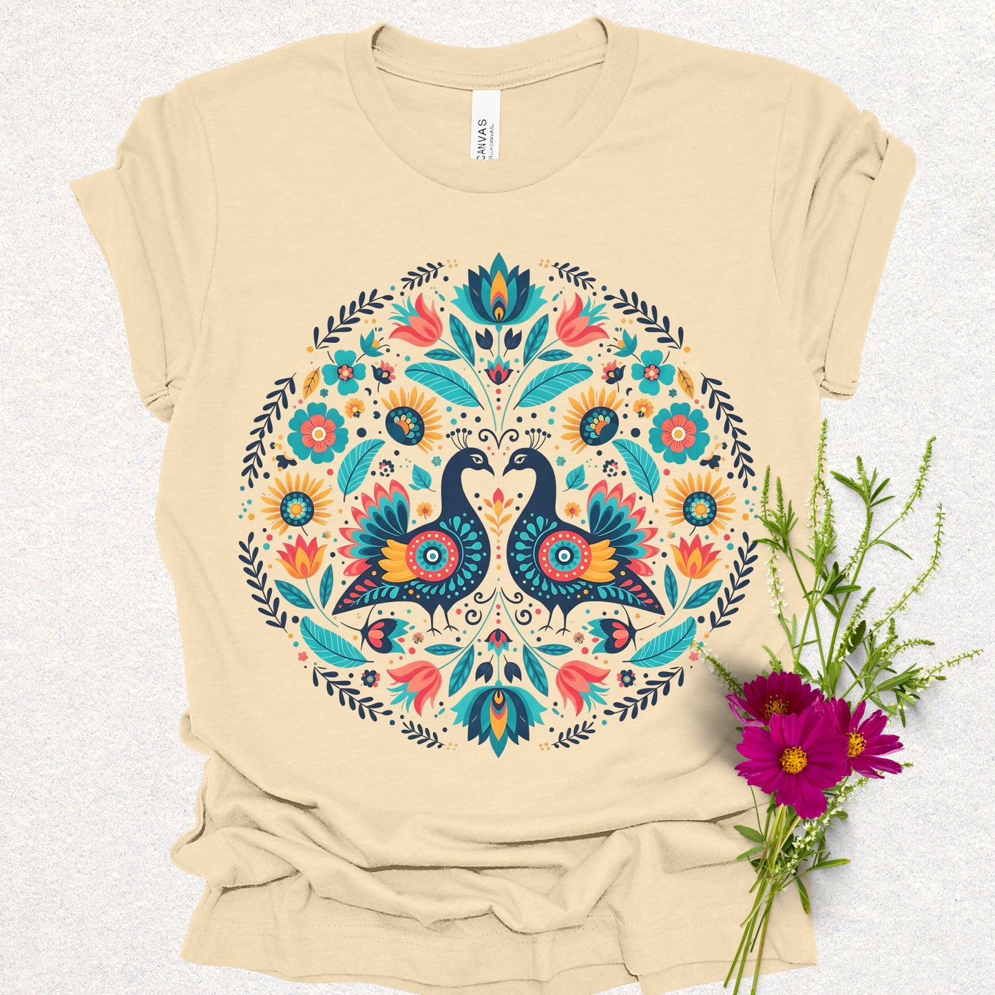 Folklore Floral Peacock Tee