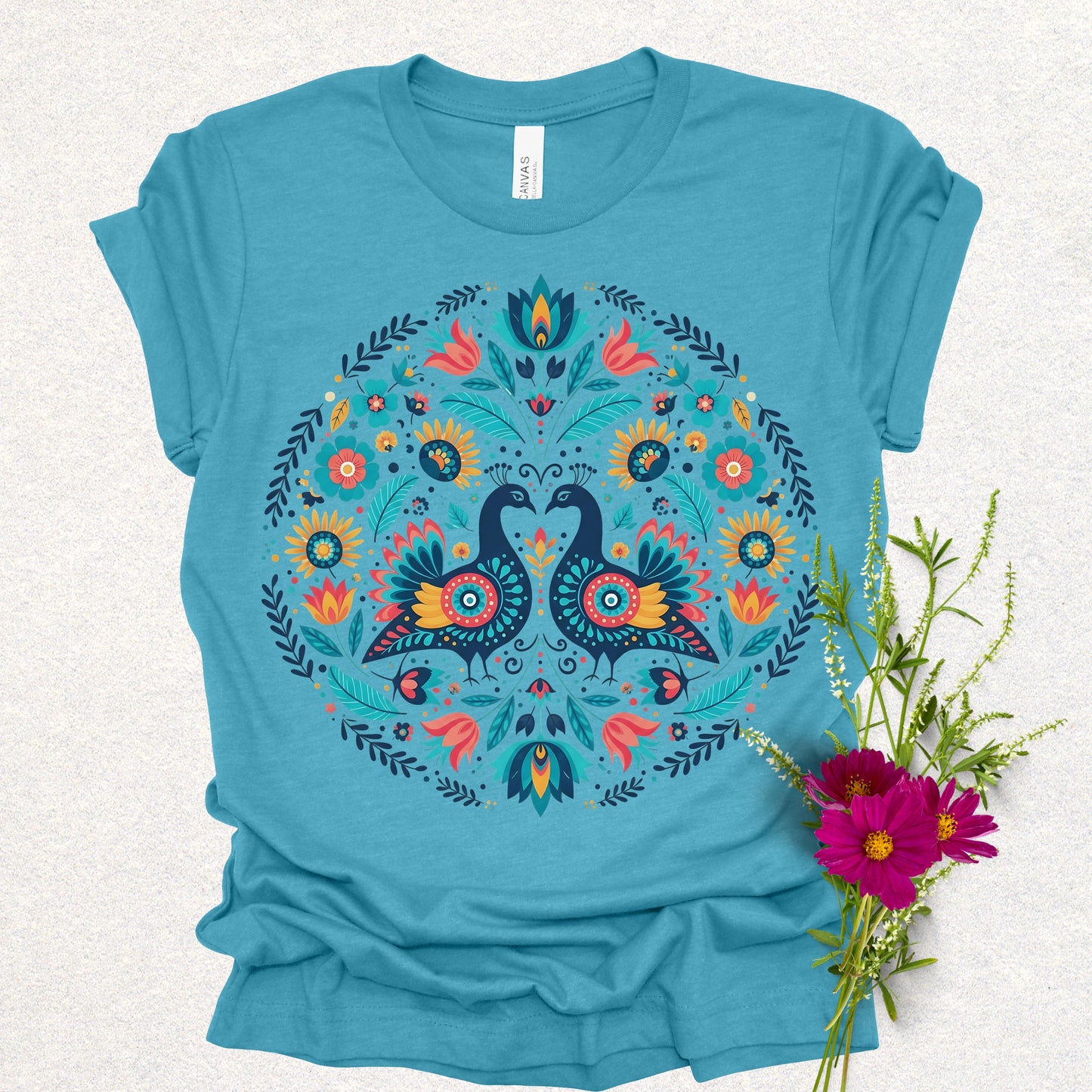 Folklore Floral Peacock Tee