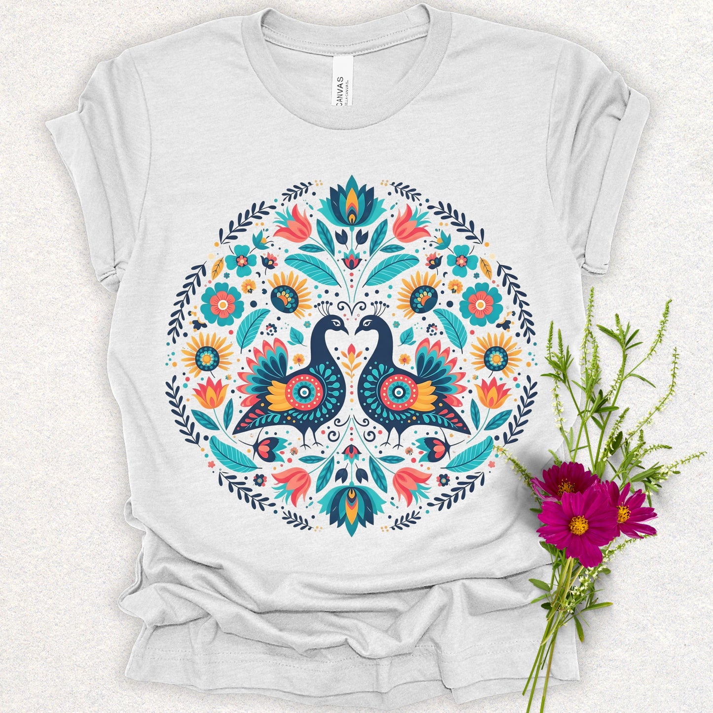 Folklore Floral Peacock Tee