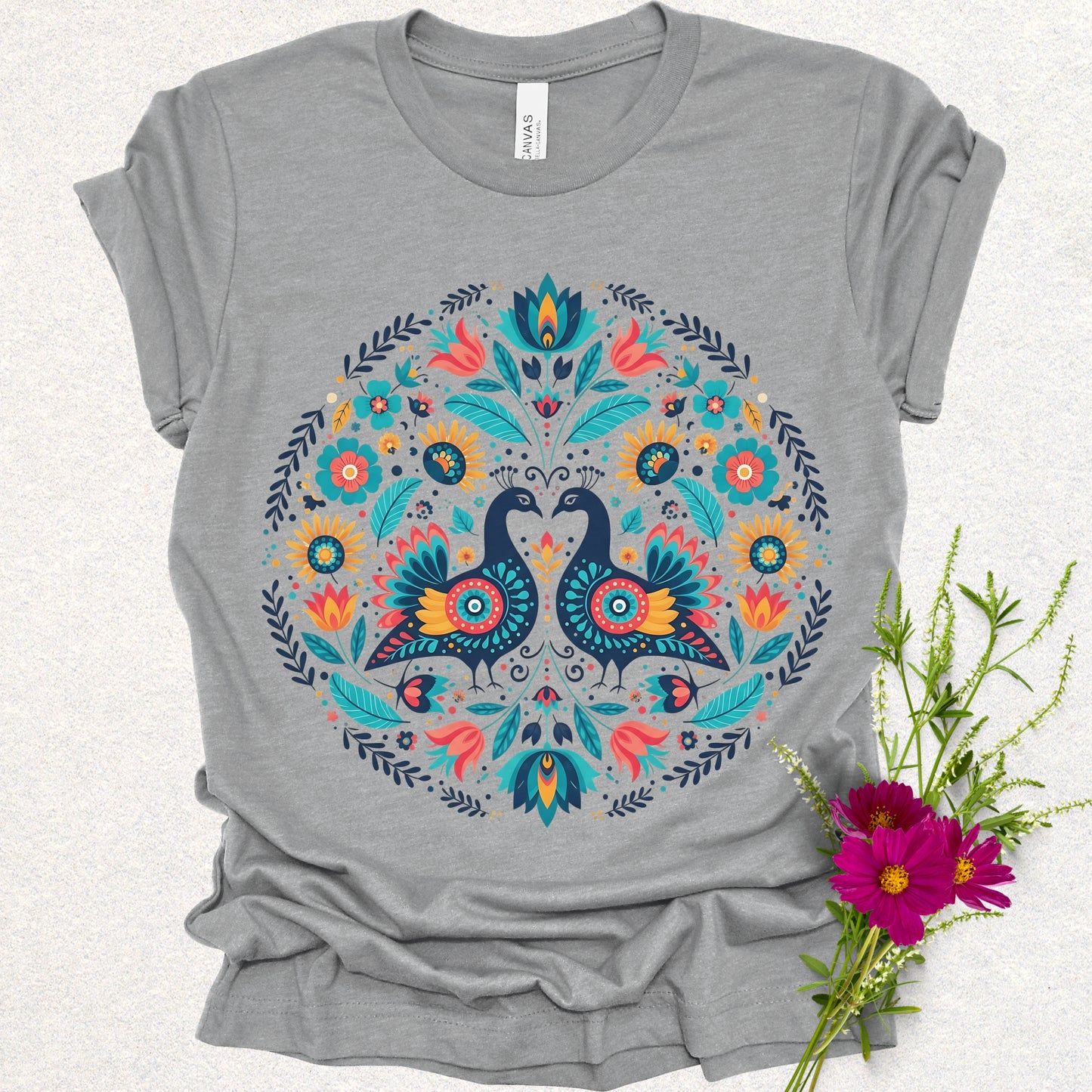 Folklore Floral Peacock Tee