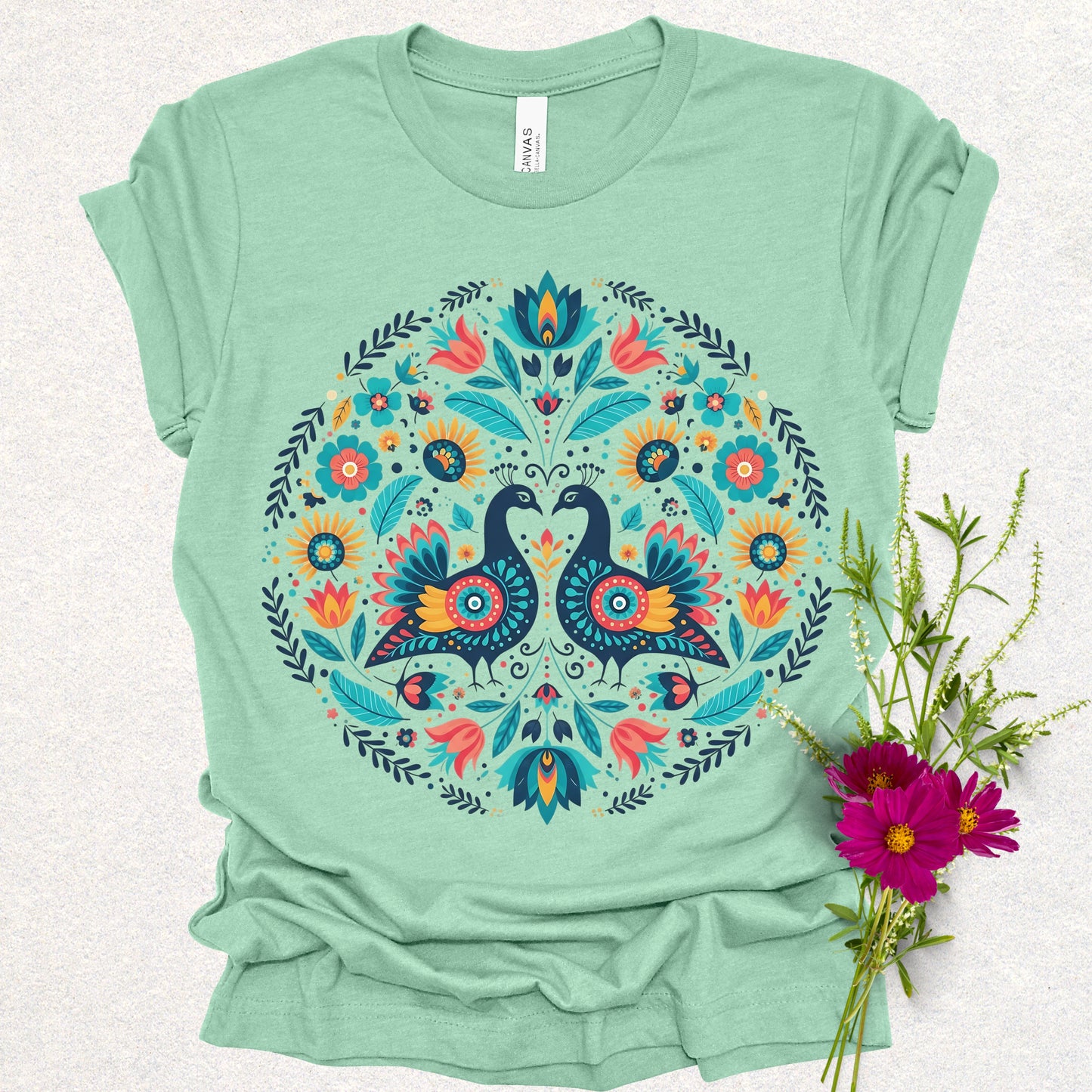 Folklore Floral Peacock Tee