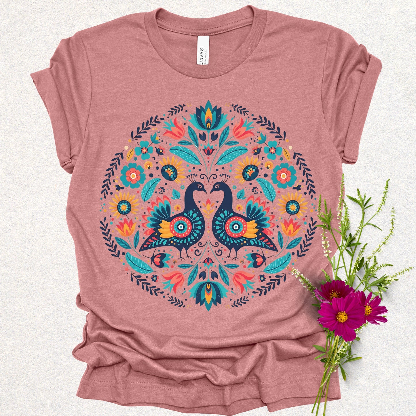 Folklore Floral Peacock Tee