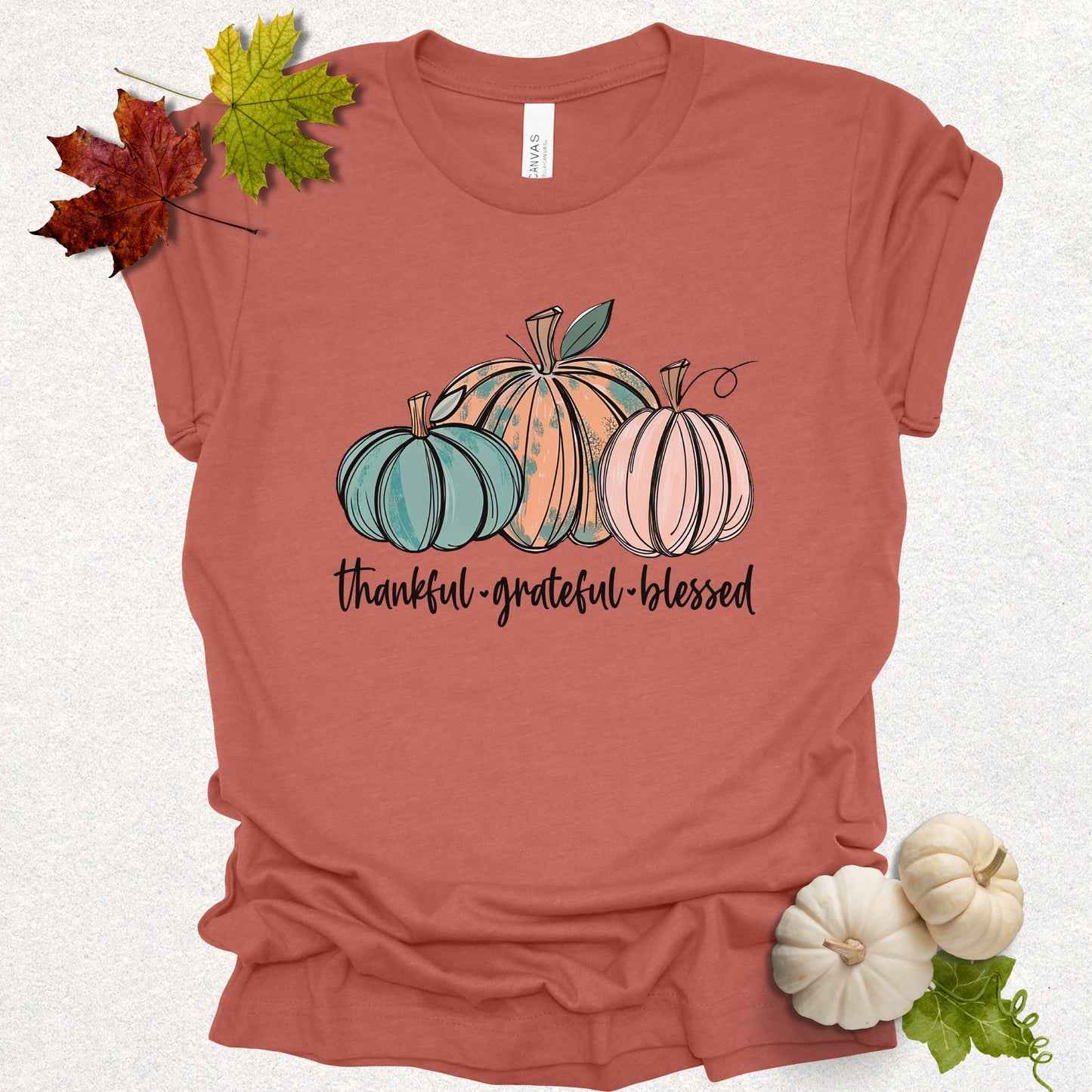 Thankful Grateful Blessed Pumpkin Tee