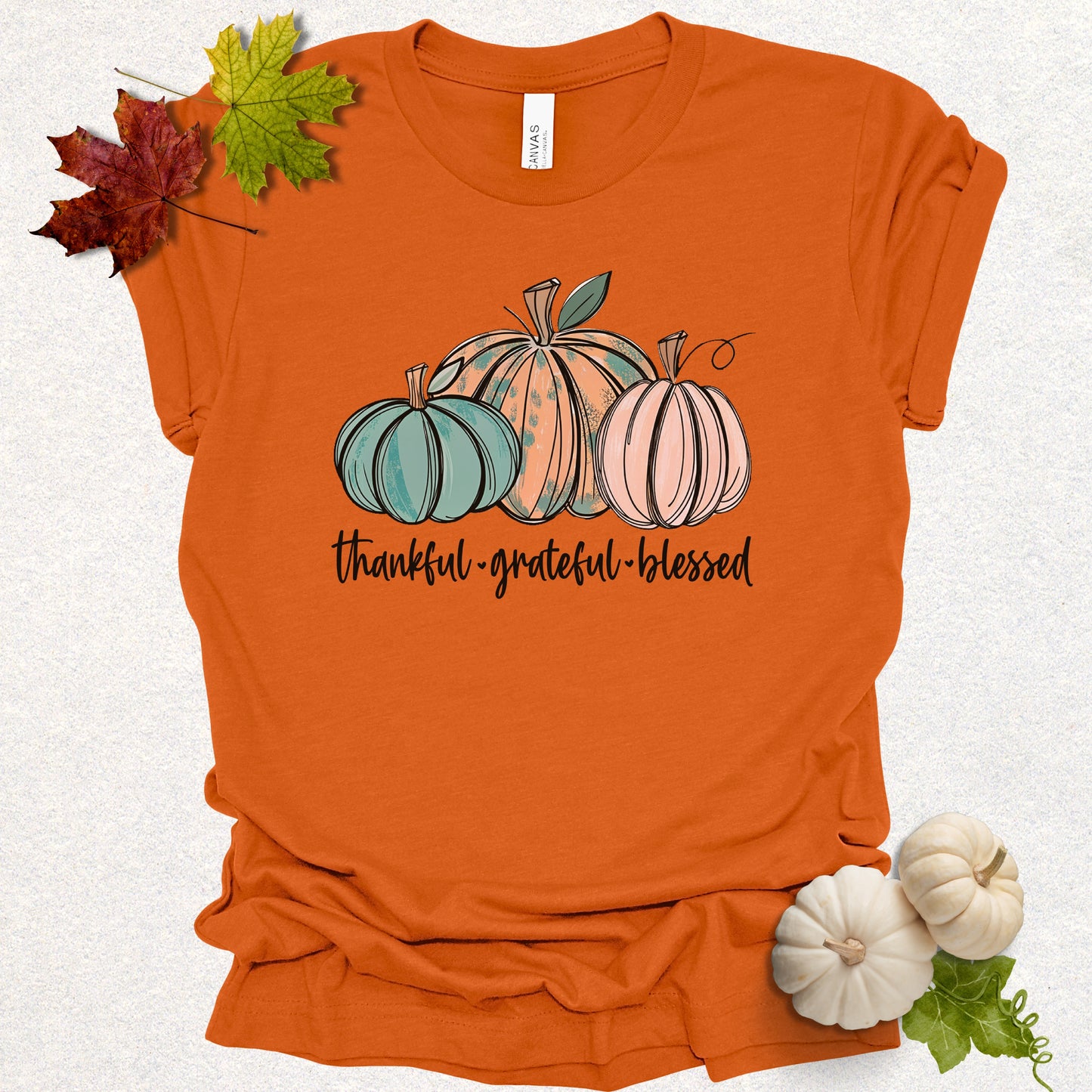 Thankful Grateful Blessed Pumpkin Tee