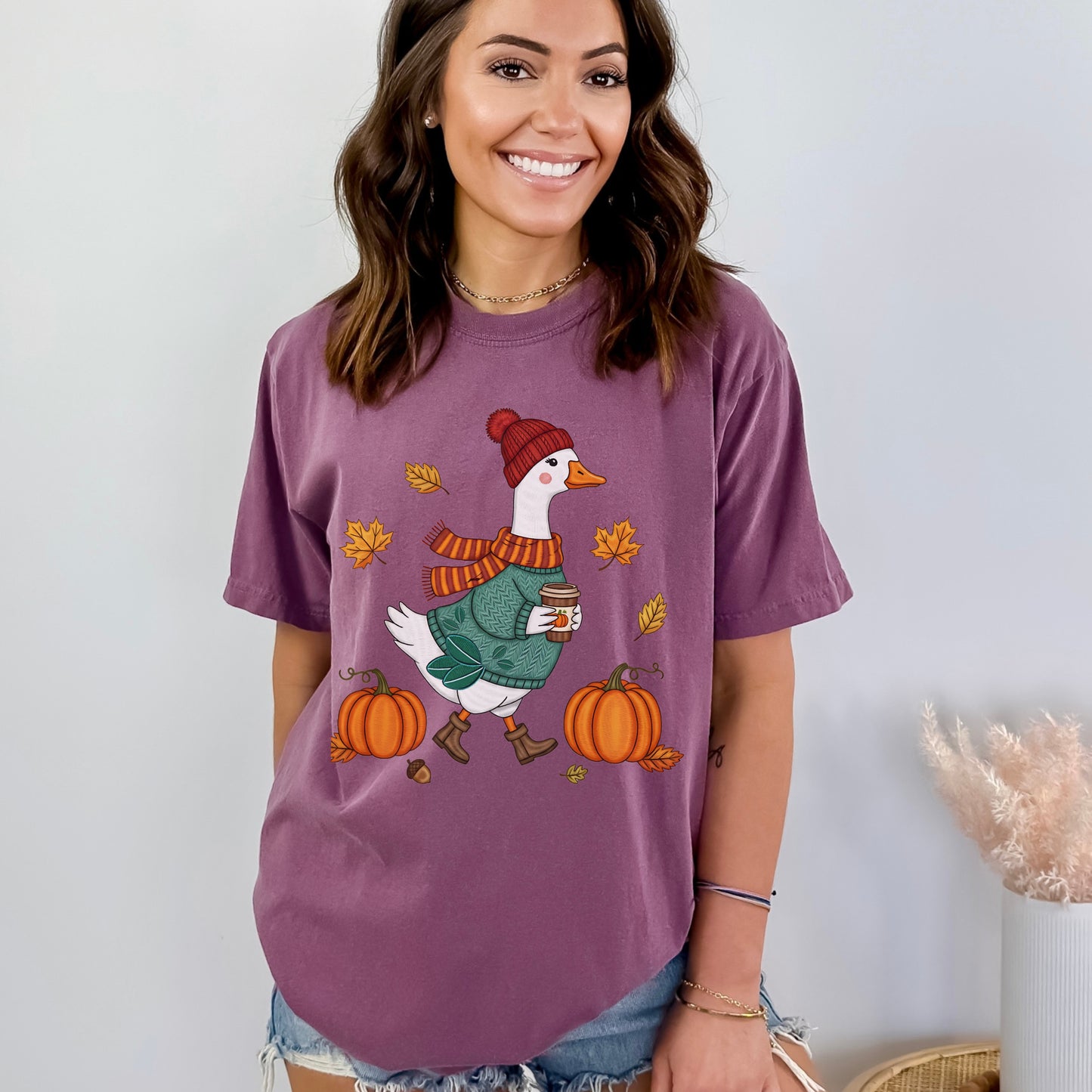 Autumn Goose Tee (Embroidery-Effect)