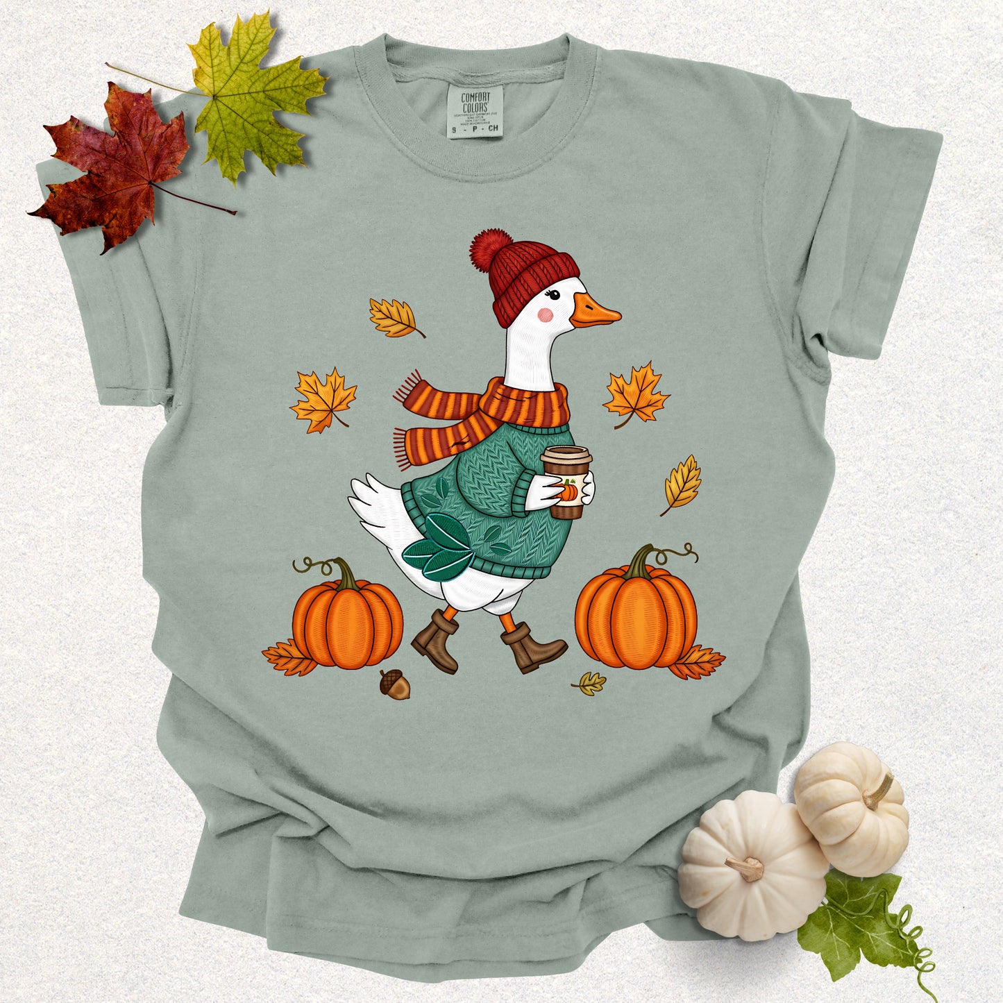 Autumn Goose Tee (Embroidery-Effect)