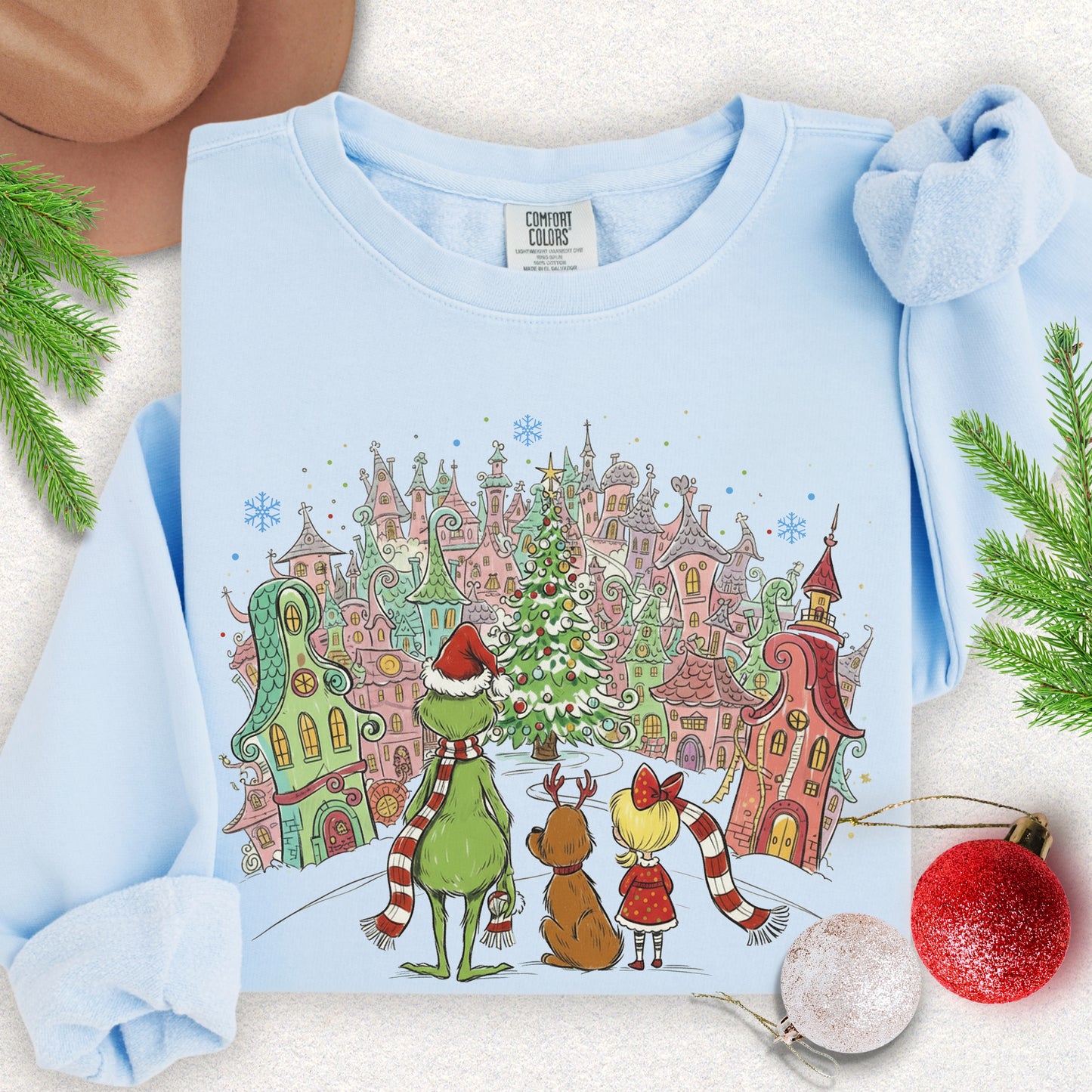 Cozy Hearts of Whoville Christmas Lightweight Sweatshirt