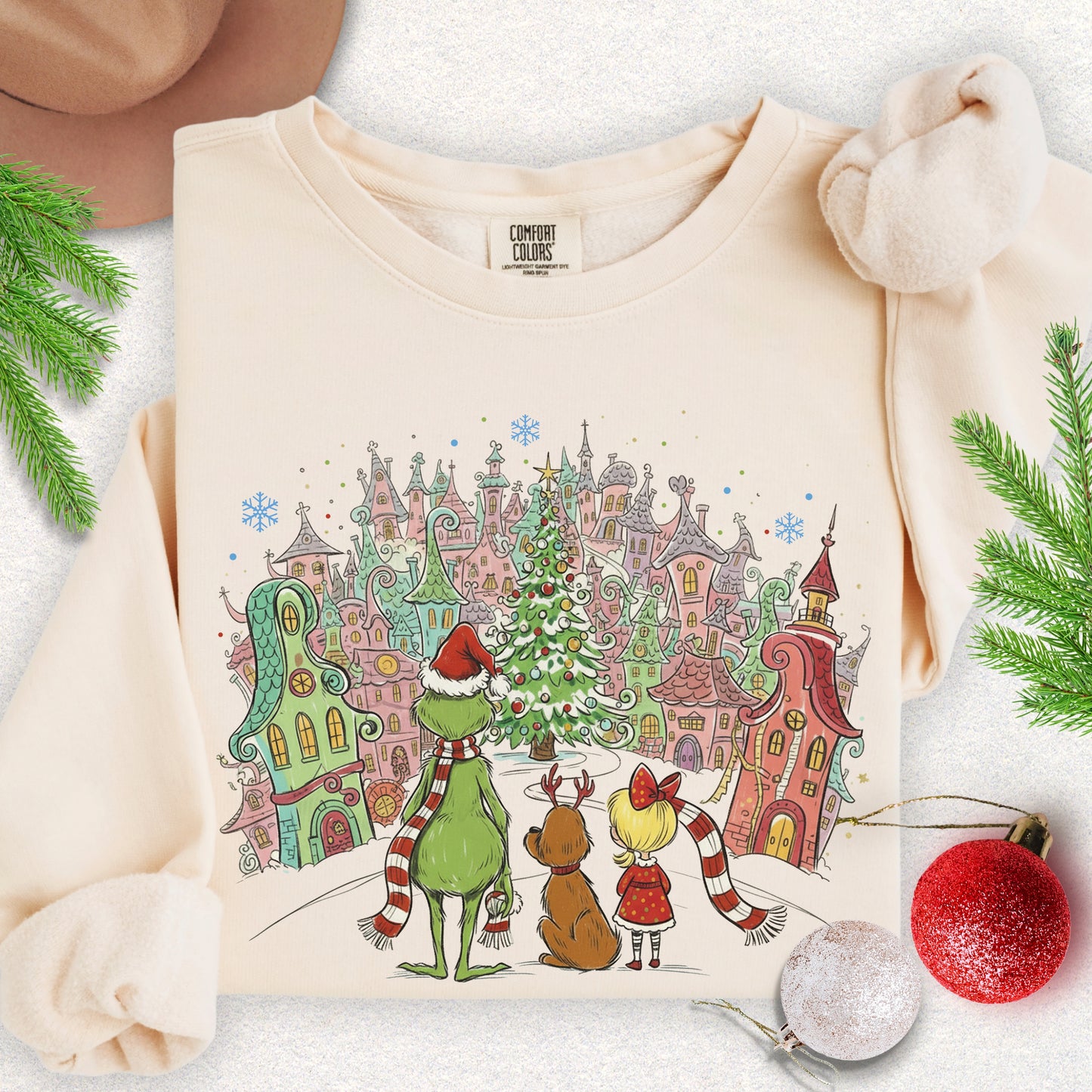 Cozy Hearts of Whoville Christmas Lightweight Sweatshirt