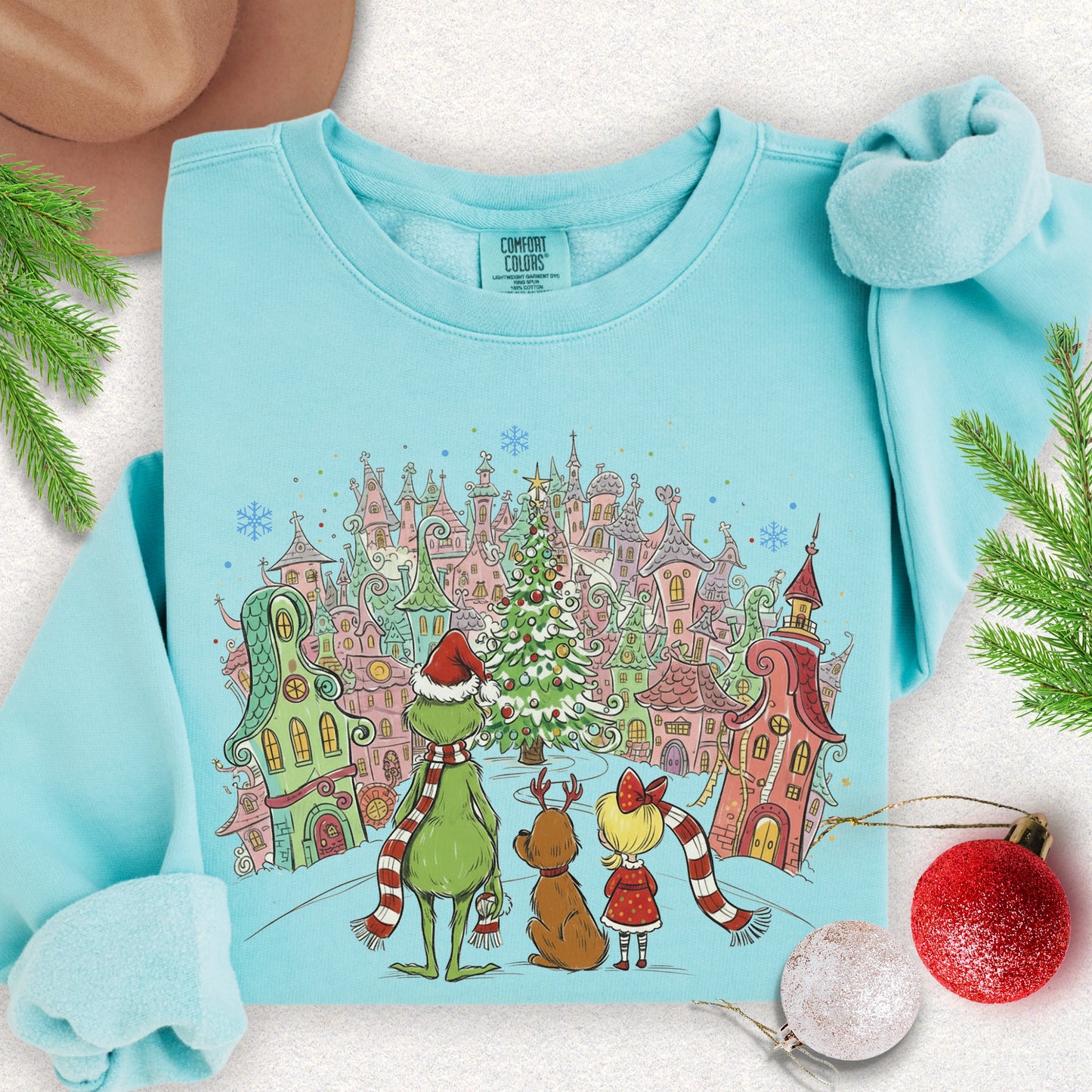 Cozy Hearts of Whoville Christmas Lightweight Sweatshirt