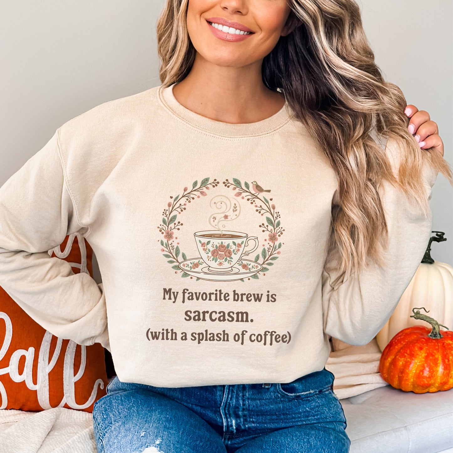 Sarcasm & Coffee Crewneck Sweatshirt