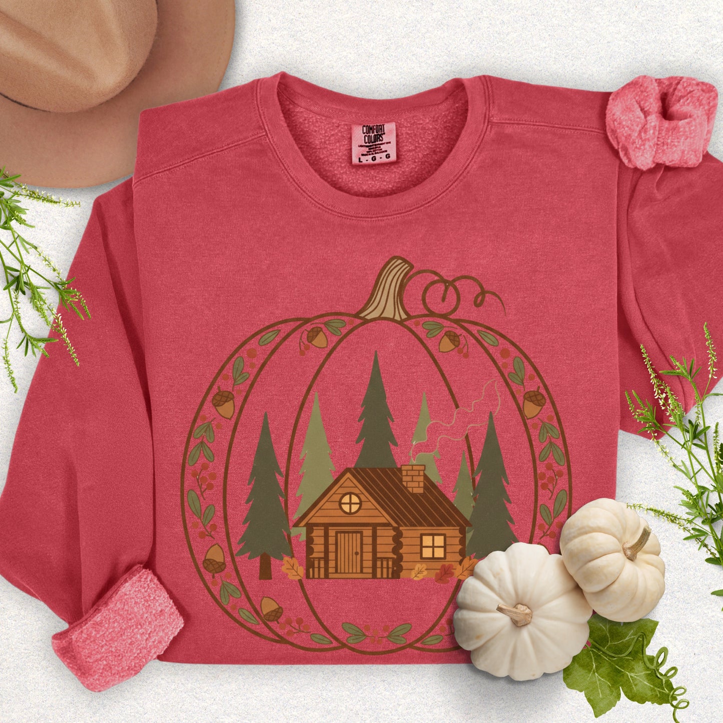 Cozy Pumpkin Patch Cabin Lightweight Sweatshirt