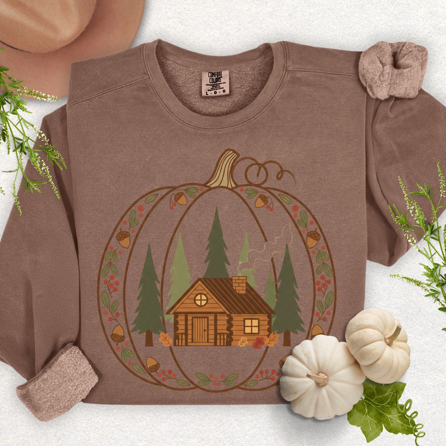 Cozy Pumpkin Patch Cabin Lightweight Sweatshirt