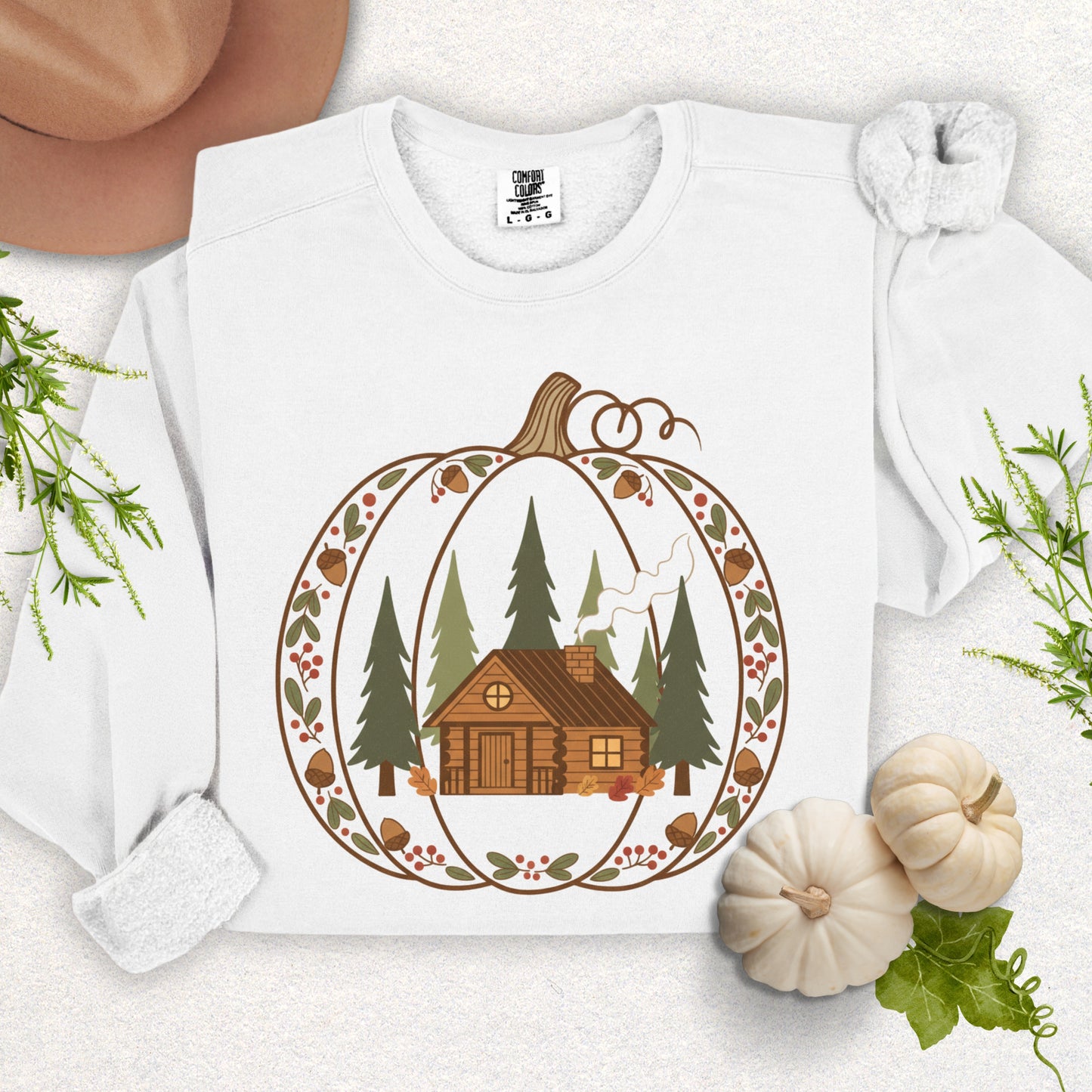 Cozy Pumpkin Patch Cabin Lightweight Sweatshirt