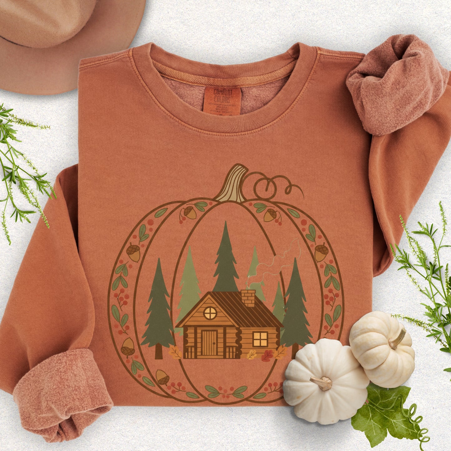Cozy Pumpkin Patch Cabin Lightweight Sweatshirt