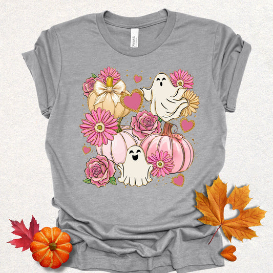 Whimsical Ghosts & Flowers Tee