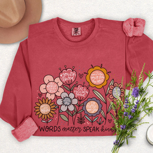 Floral Kindness Lightweight Sweatshirt (Comfort Colors)