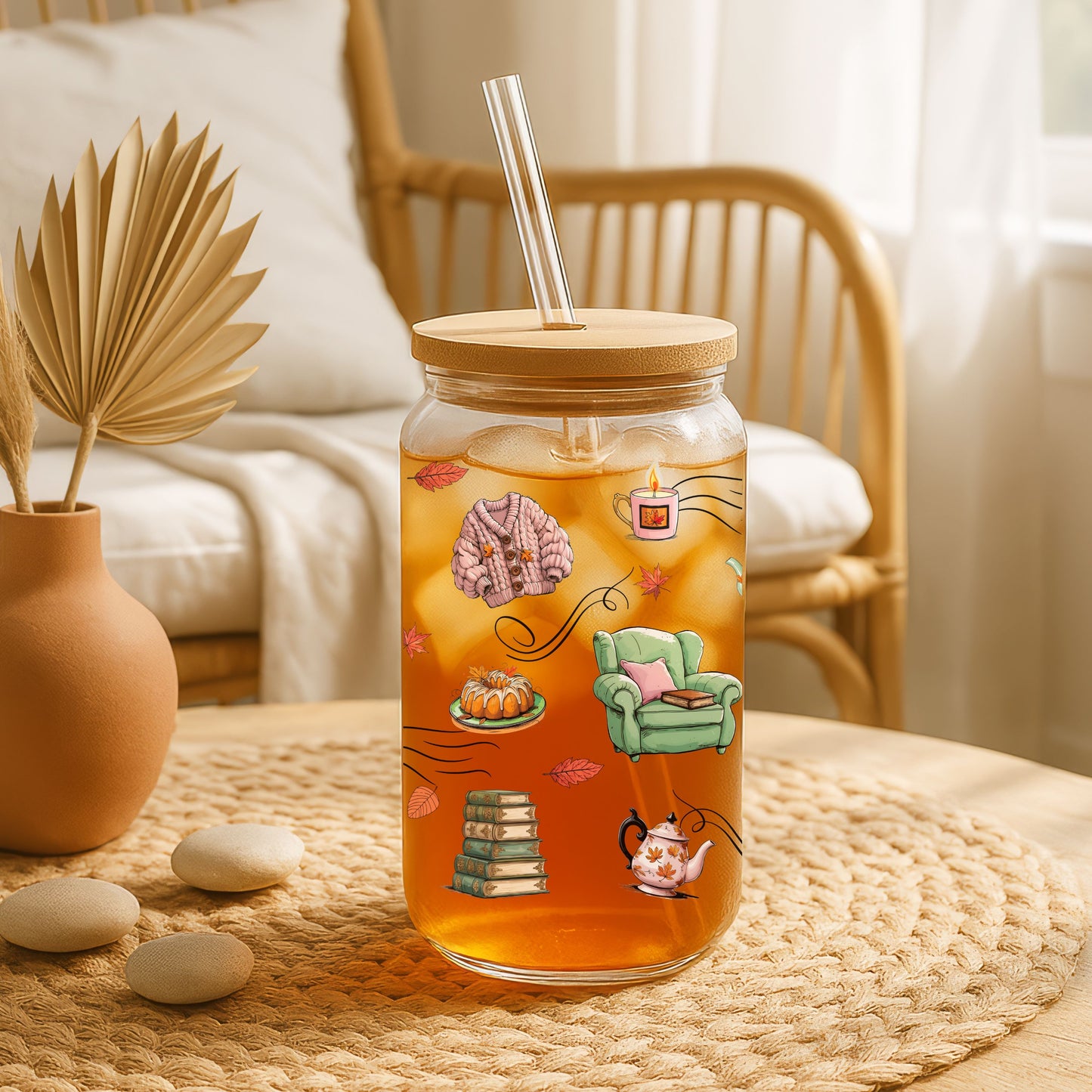 Cozy Autumn Sipper Glass, 16oz