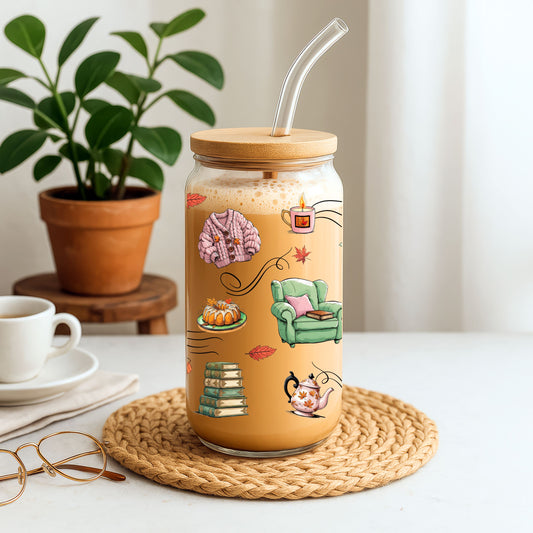 Cozy Autumn Sipper Glass, 16oz
