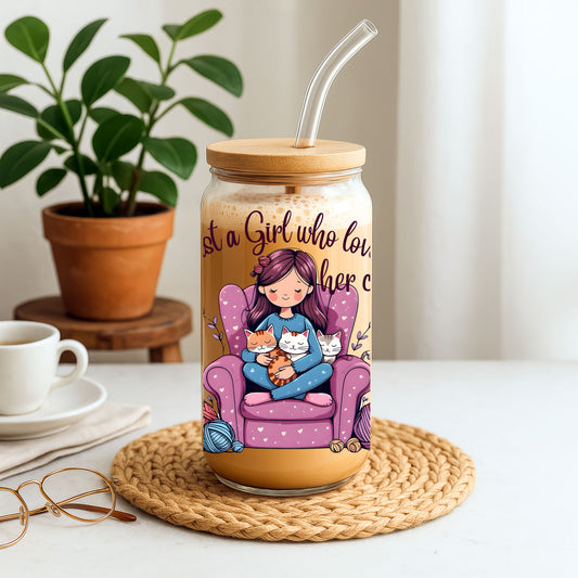 Just a Girl Who Loves Her Cats Glass Sipper