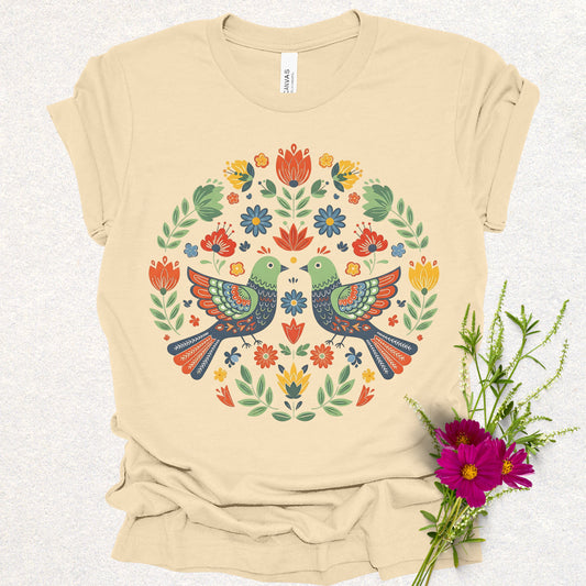 Cottagecore Floral Birds Tee