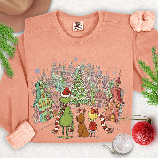Cozy Hearts of Whoville Christmas Lightweight Sweatshirt